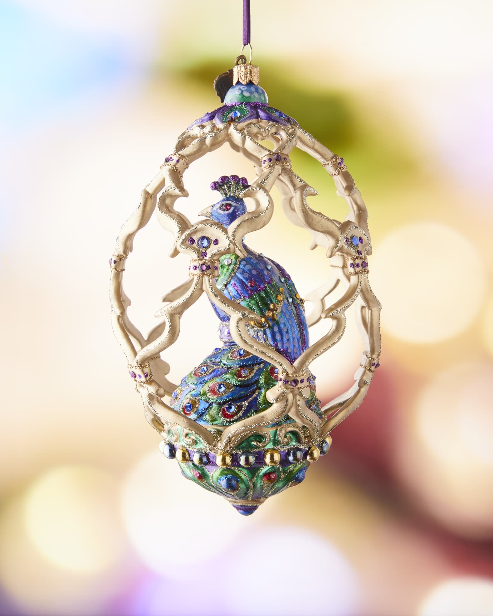 Jay Strongwater Peacock Egg Christmas Ornament 