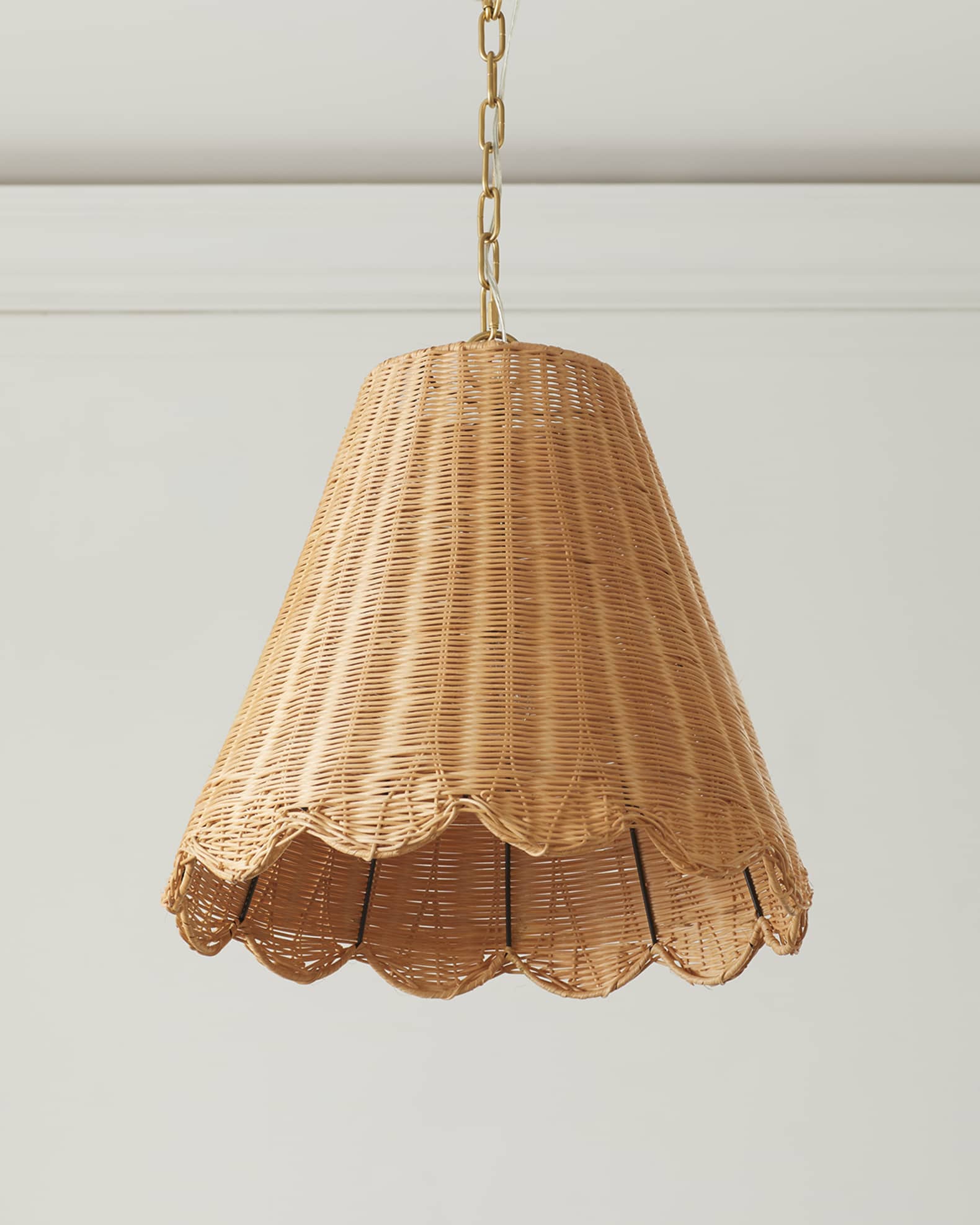 Scallop Rattan Semi Flush Mount