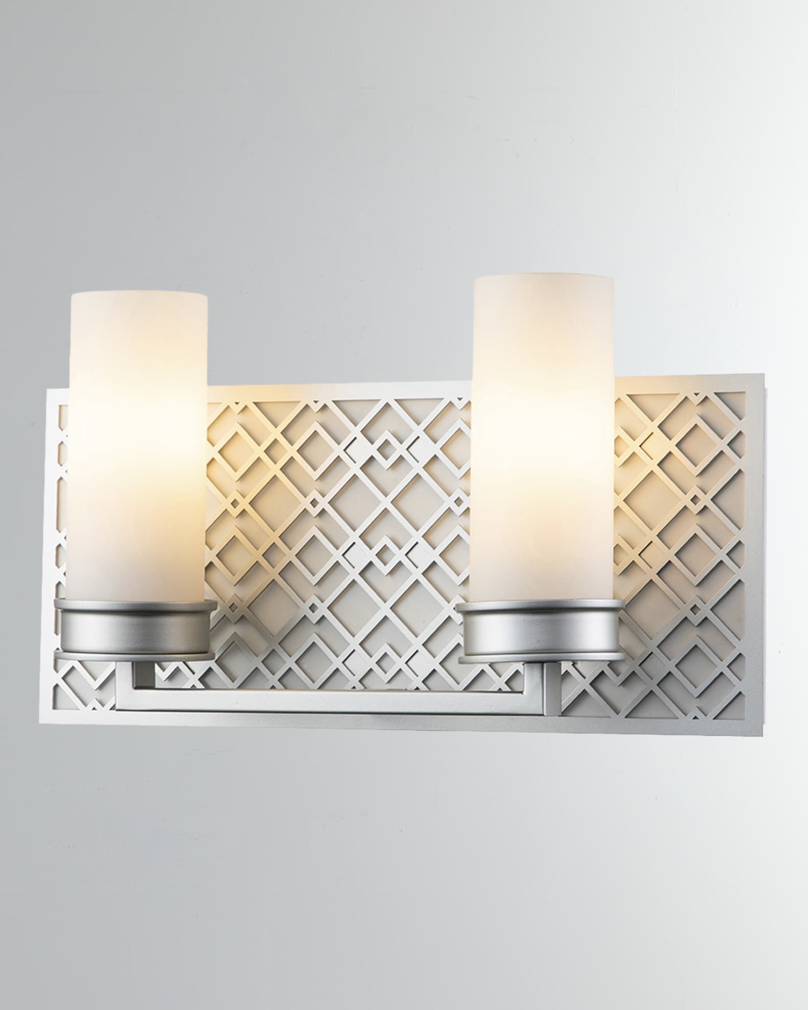 Lucas + McKearn Ziggy 2-Light Bath Bar Sconce, Lacquered Silver