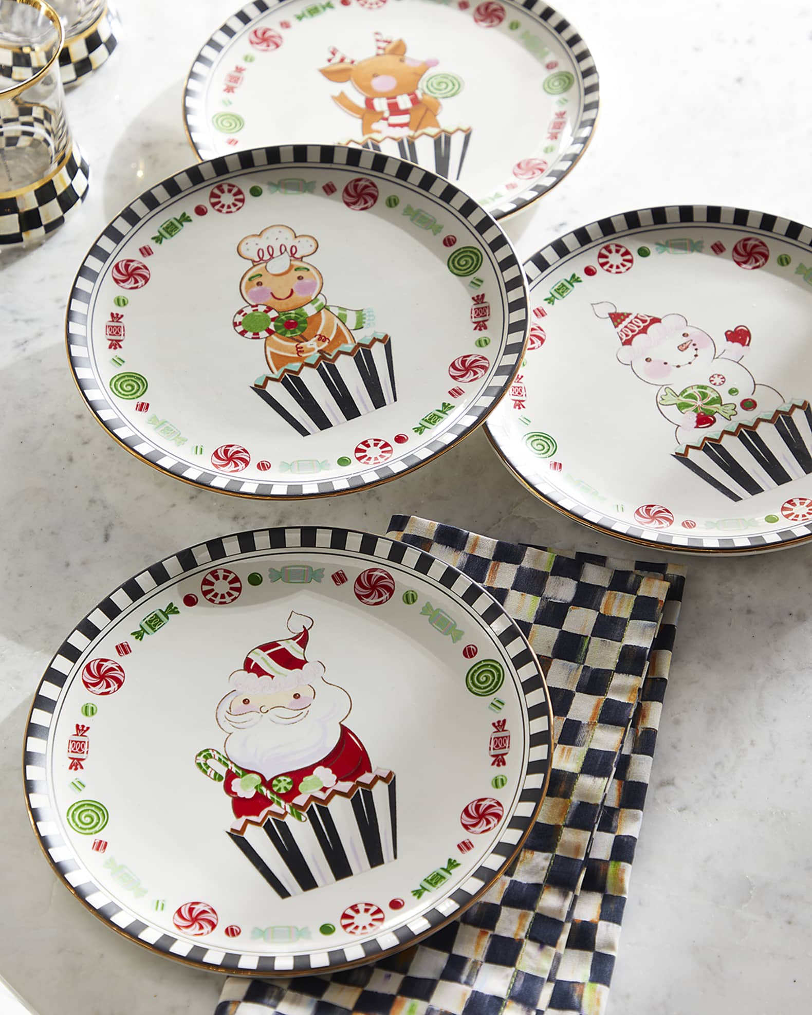 MacKenzie-Childs Holiday Sweets Dessert Plates - Set of 4