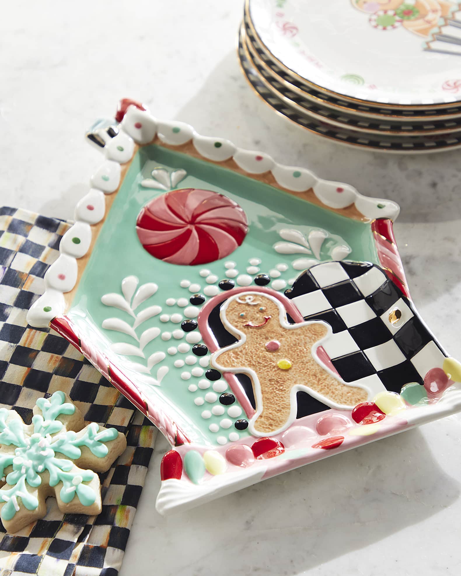 MacKenzie Childs Holiday Sweets Cookie Plate Horchow