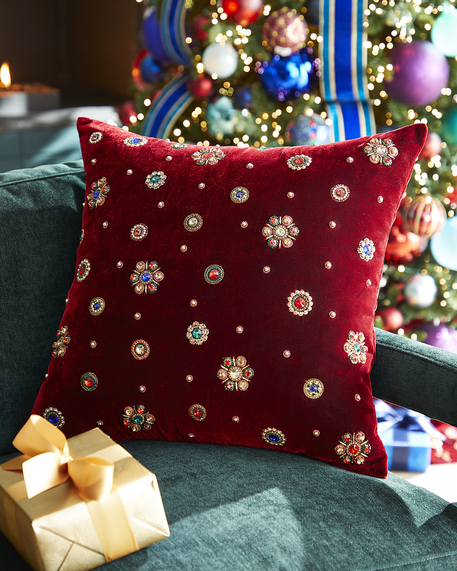 Neiman Marcus Traditional Embellished Christmas Pillow | Horchow