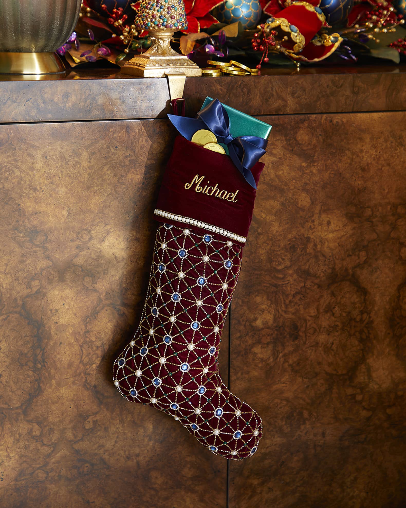 Kim Seybert Personalized Jewel Lattice Christmas Stocking Horchow