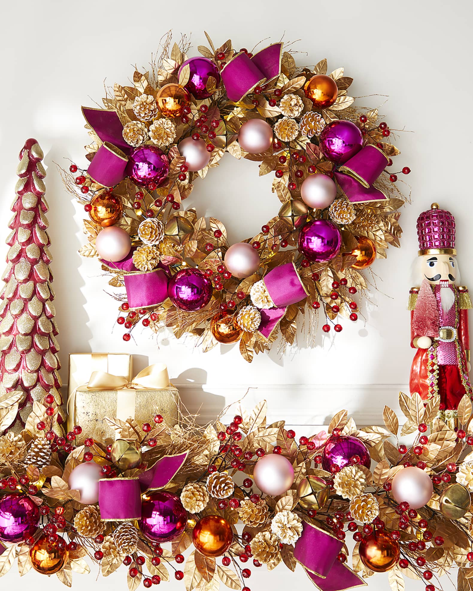 Neiman Marcus 28" Bright Holiday PreLit Wreath Horchow