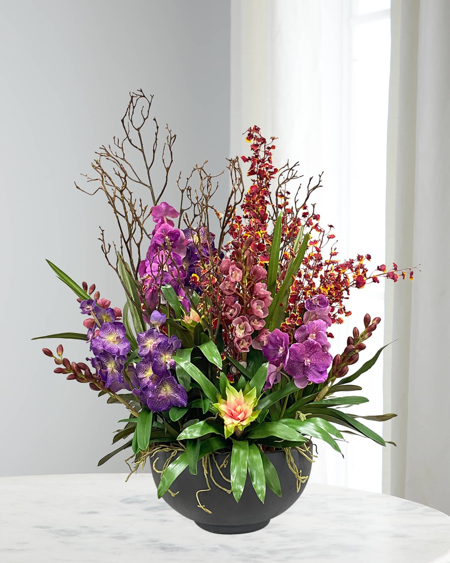 Winward Home Vanda Orchid Plant in Bowl 