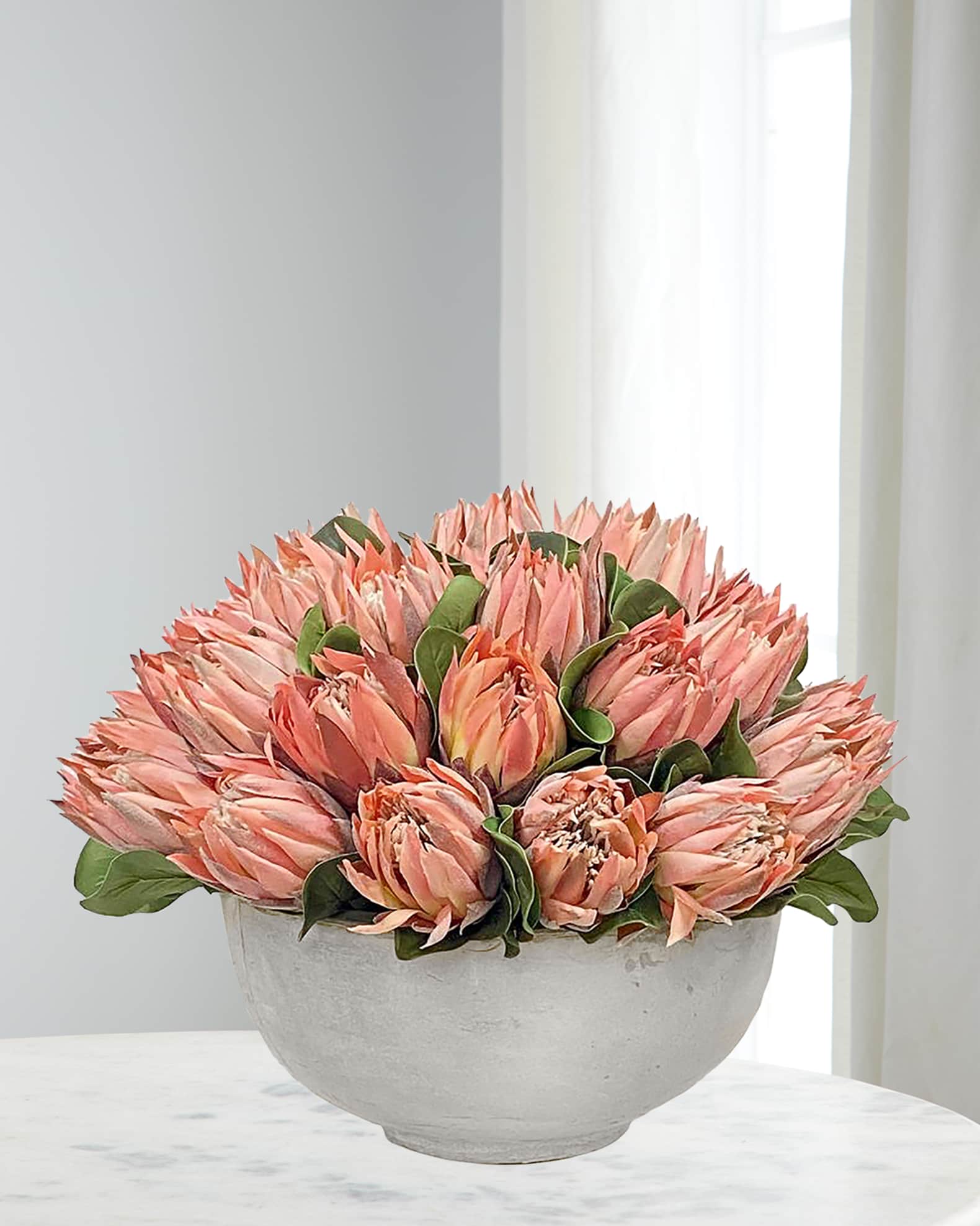 Winward Home Pink Protea in Bowl 