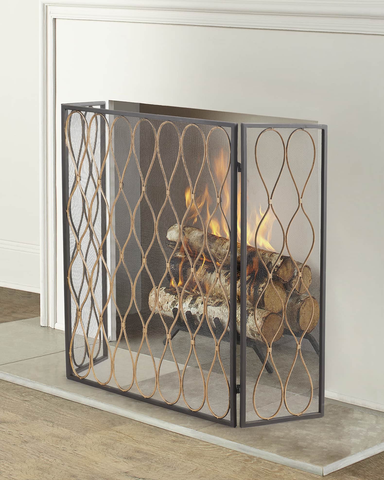 Iron Three-Panel Fire Screen 
