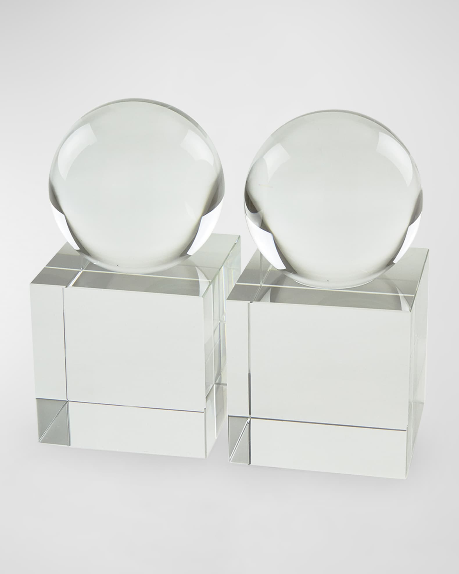 Tizo Clear Crystal Sphere Book End Pair Horchow