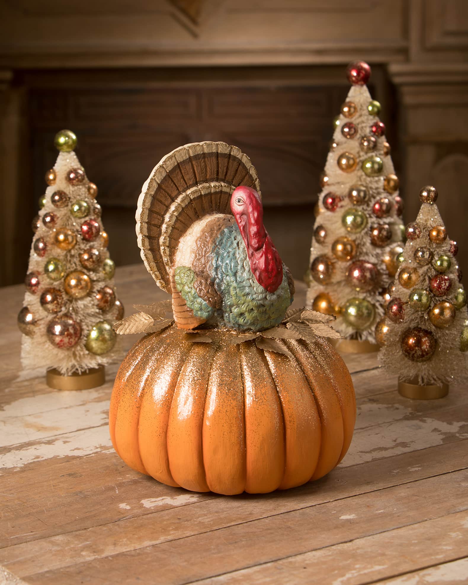 Bethany Lowe Traditional Turkey On Fall Pumpkin Horchow