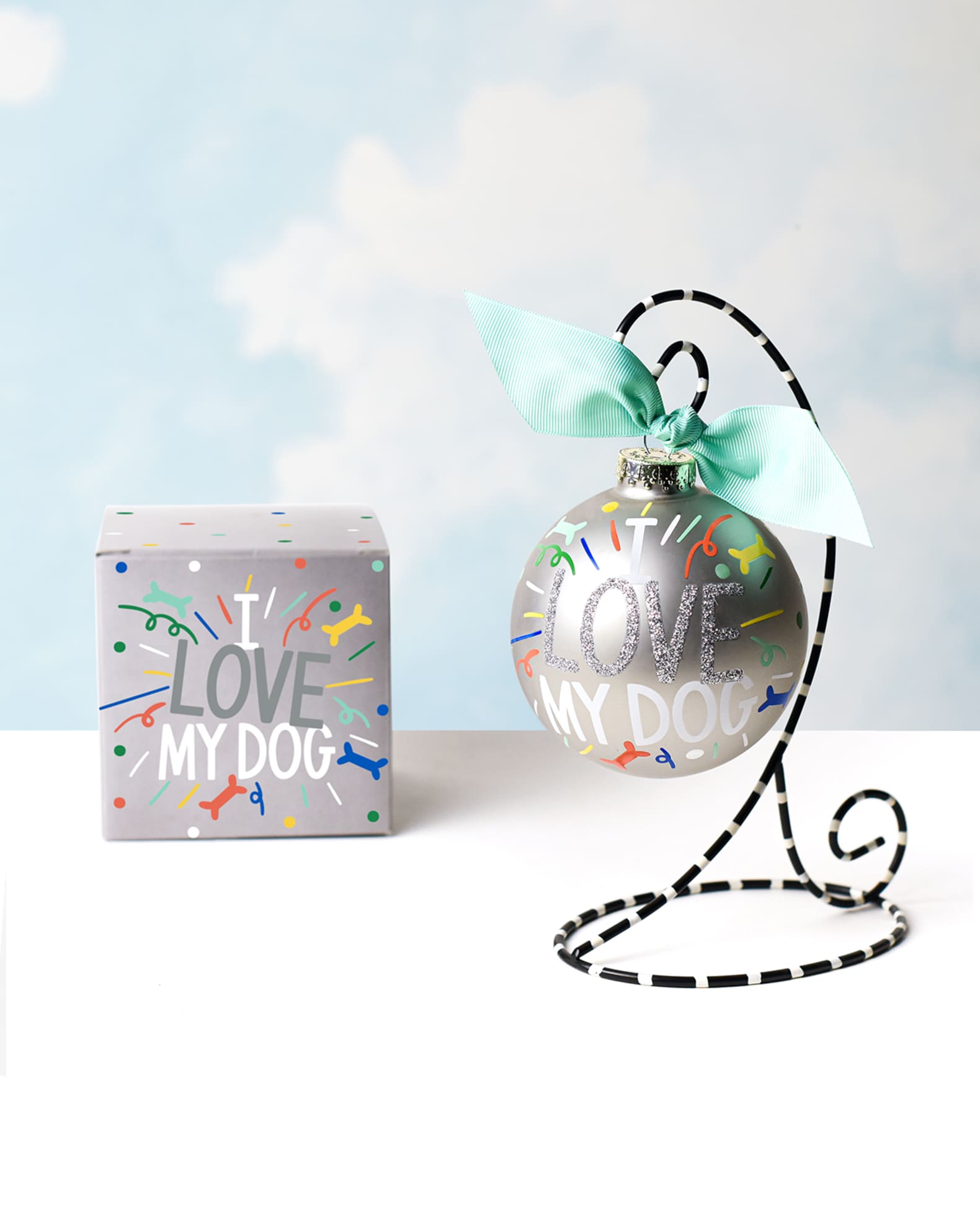 Coton Colors I Love My Dog Popper Glass Ornament with Stand Horchow