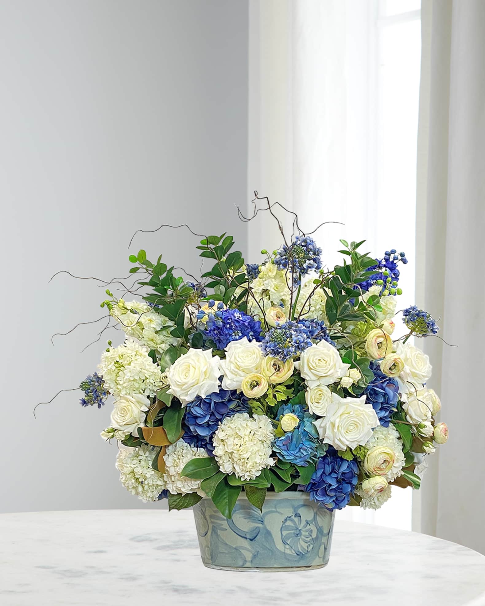 Winward Home Mixed Faux Floral Arrangement in Ceramic Bowl  Horchow