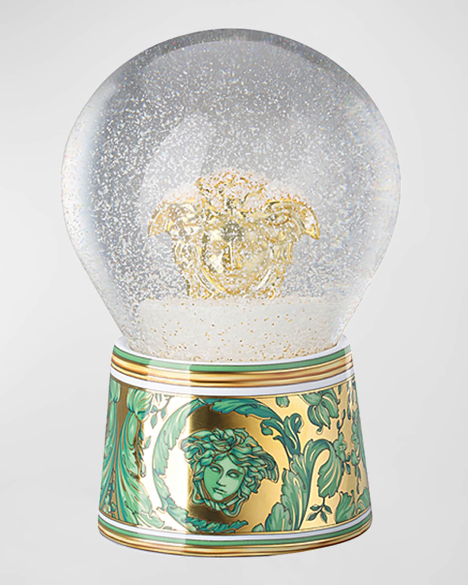 Versace Medusa Garland Green Snow Globe Horchow