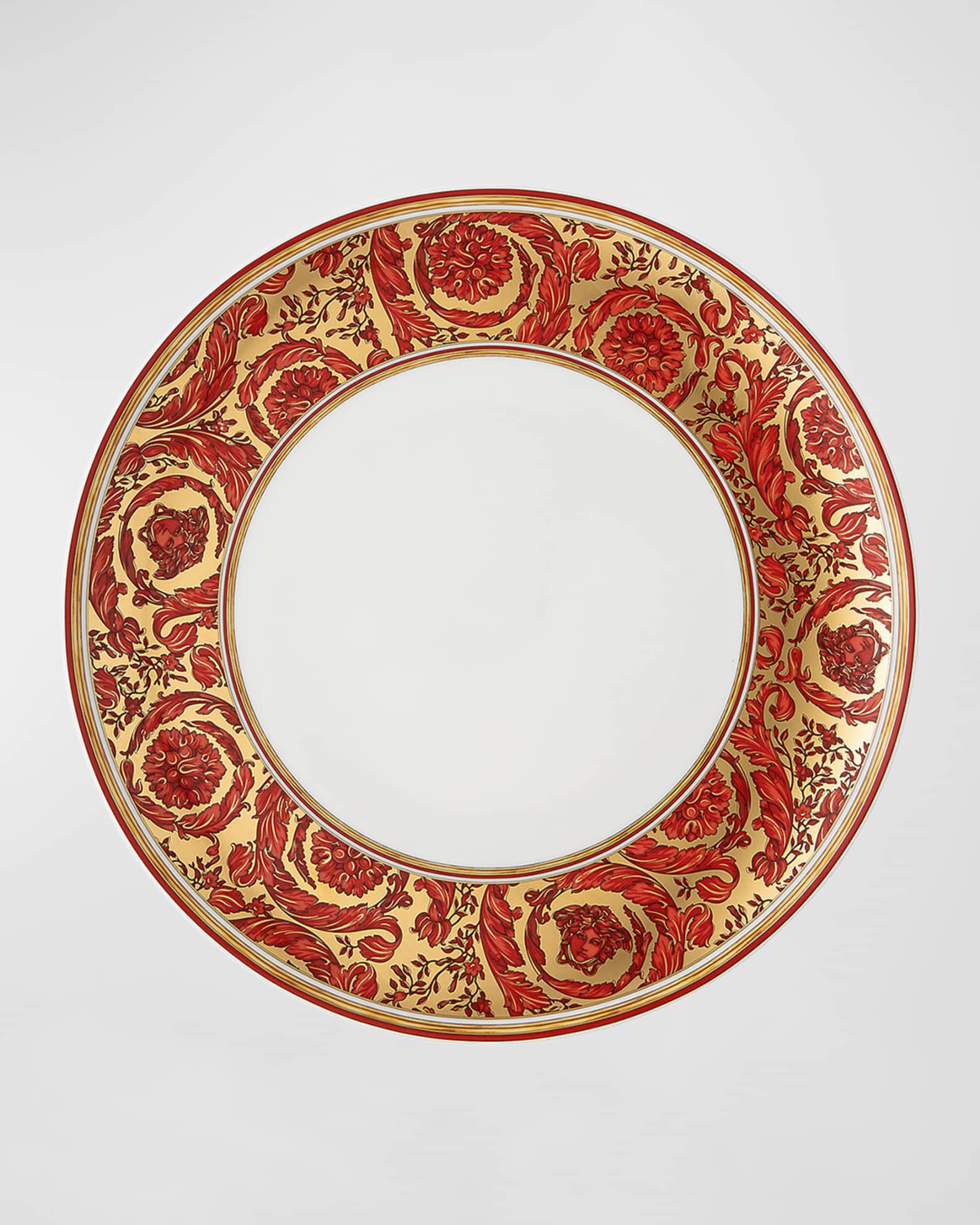 Versace Medusa Garland Red Dinner Plate Horchow