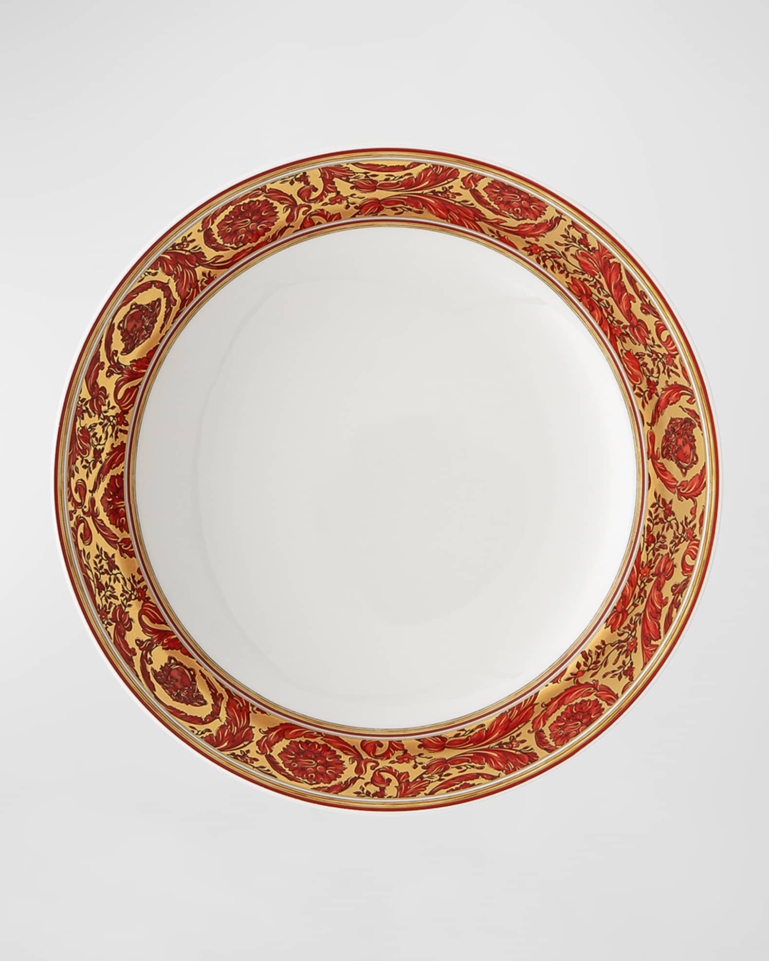 Versace Medusa Garland Red Rimmed Soup Bowl Horchow