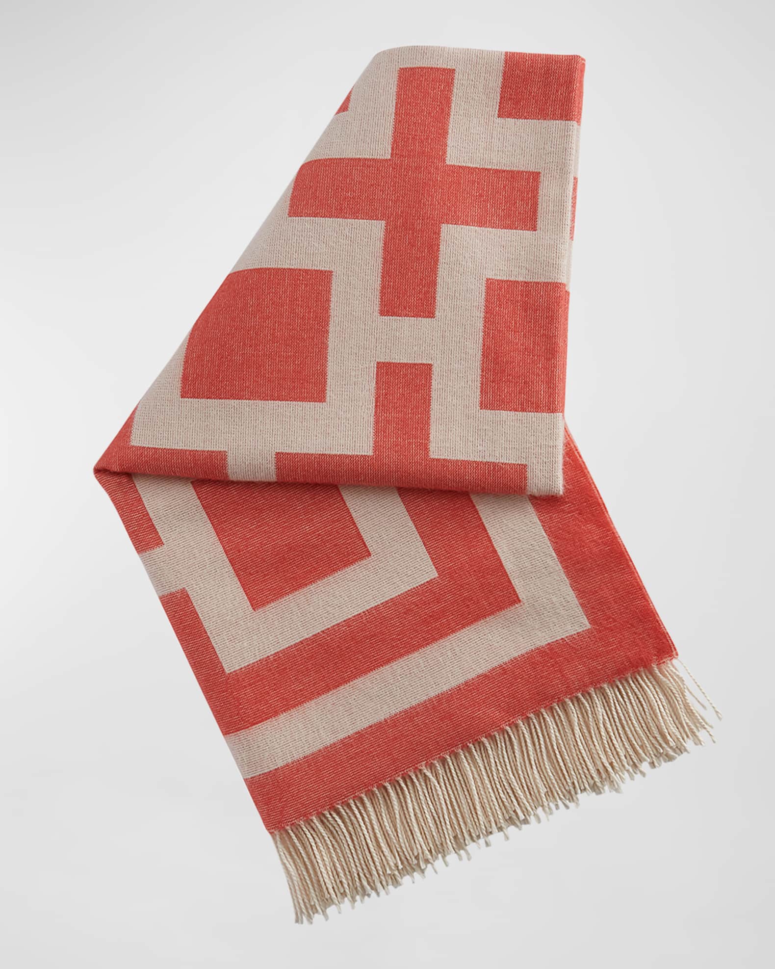 Jonathan Adler Nixon Orange Alpaca Wool Throw 60