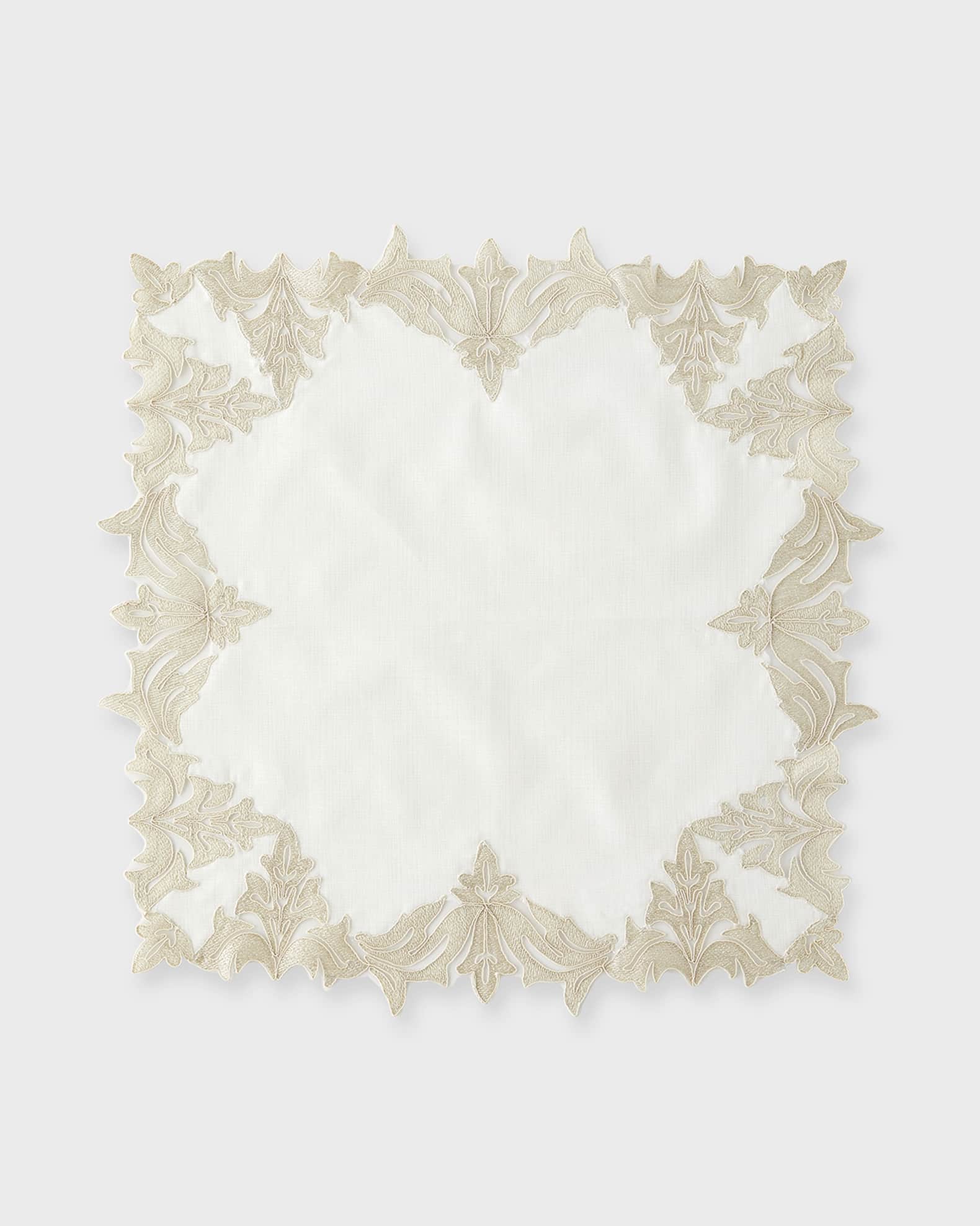 Nomi K Hand-Embroidered Lace Linen Napkin 