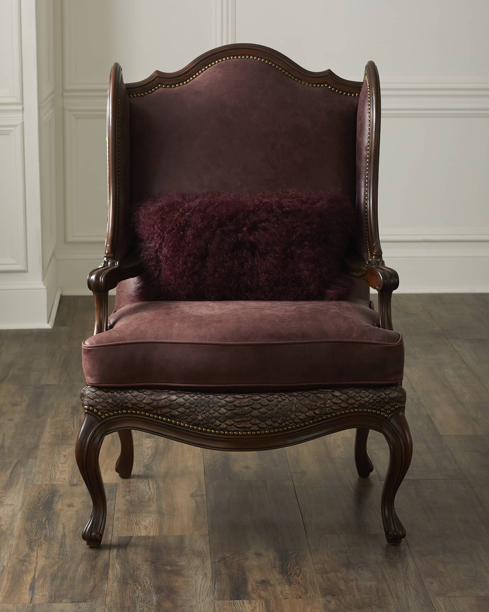 Massoud Mendosa Leather & Hairhide Wing Chair