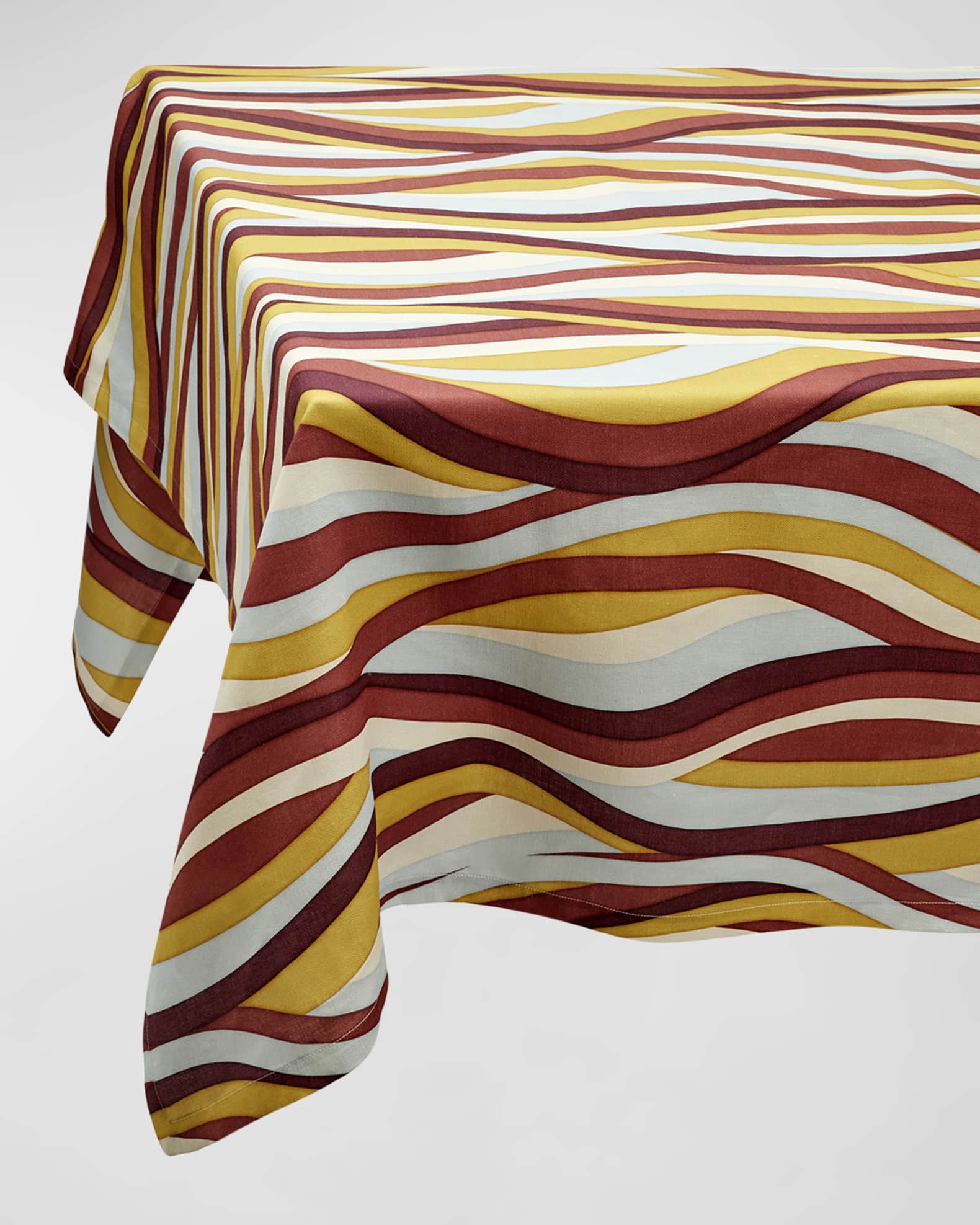 L'Objet Landscape Multicolor Linen Sateen Tablecloth, 70" x 90"