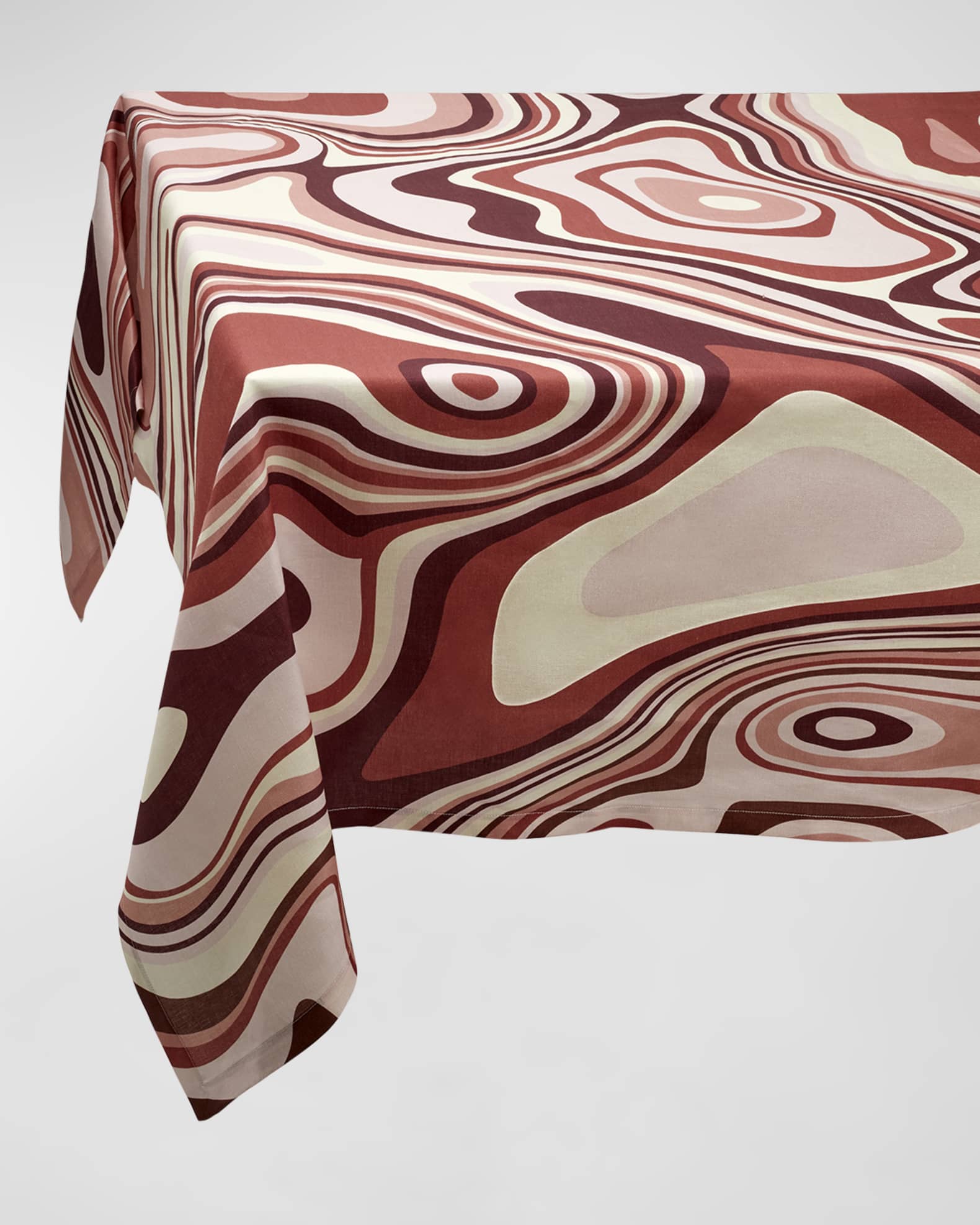 L'Objet Waves Pink Linen Sateen Tablecloth, 70" x 90"