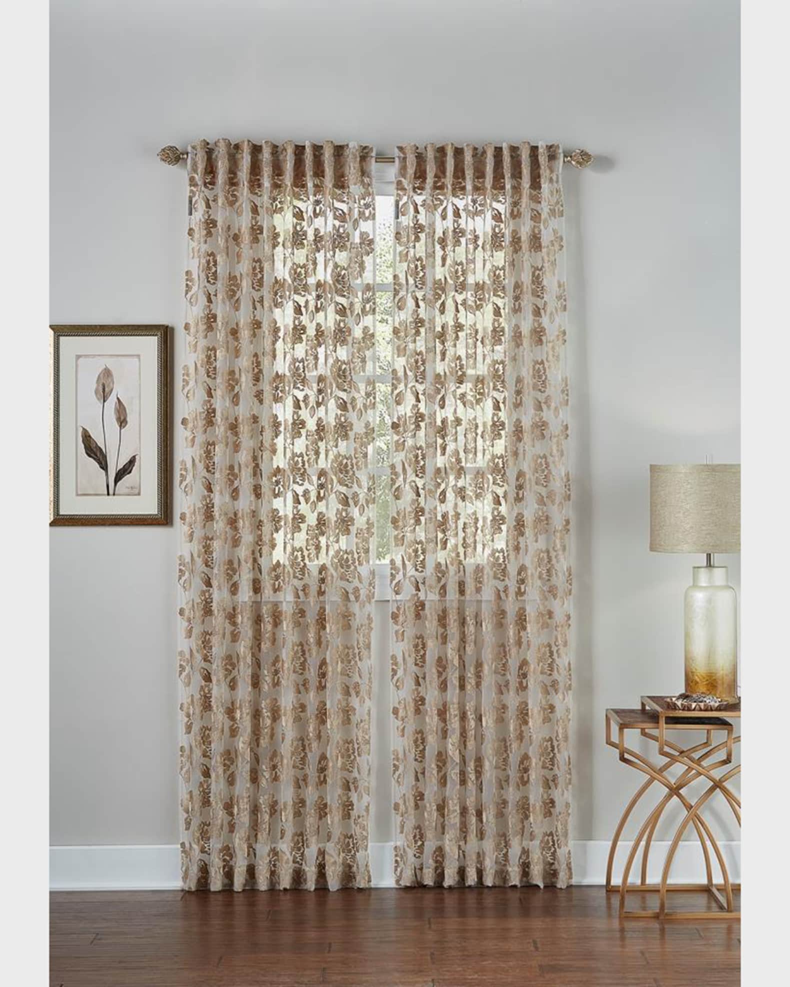 Cloud 9 Design Bella Floral Embroidered Sheer Curtain Panel 96