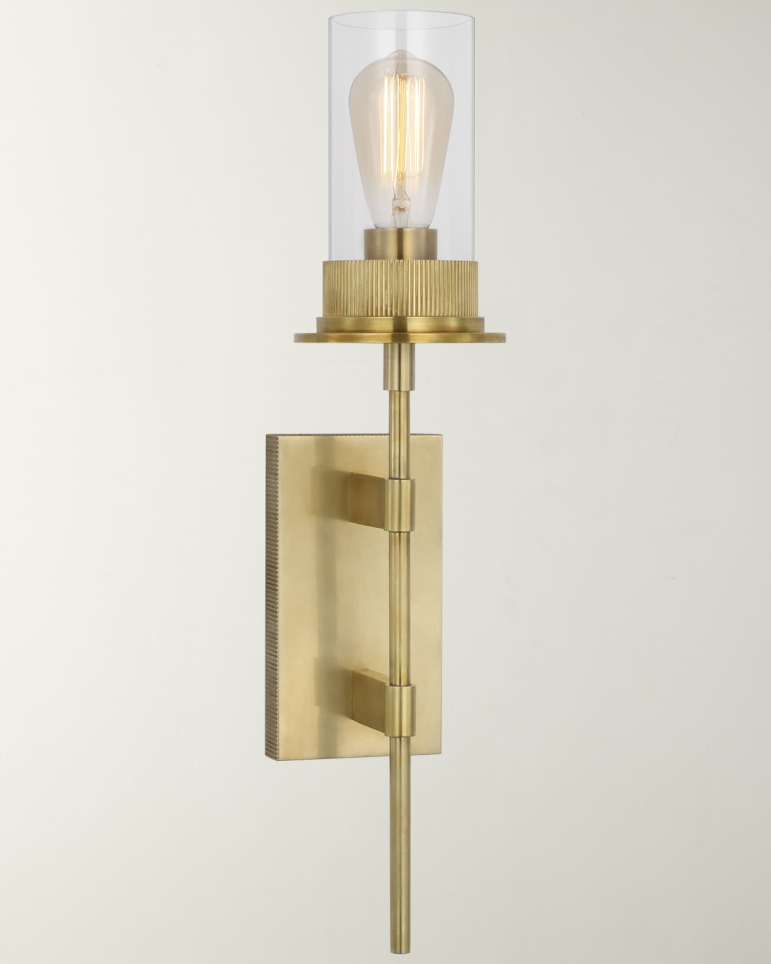 Visual Comfort Signature Beza 23 Antiqued Brass Tail Sconce by Ray Booth