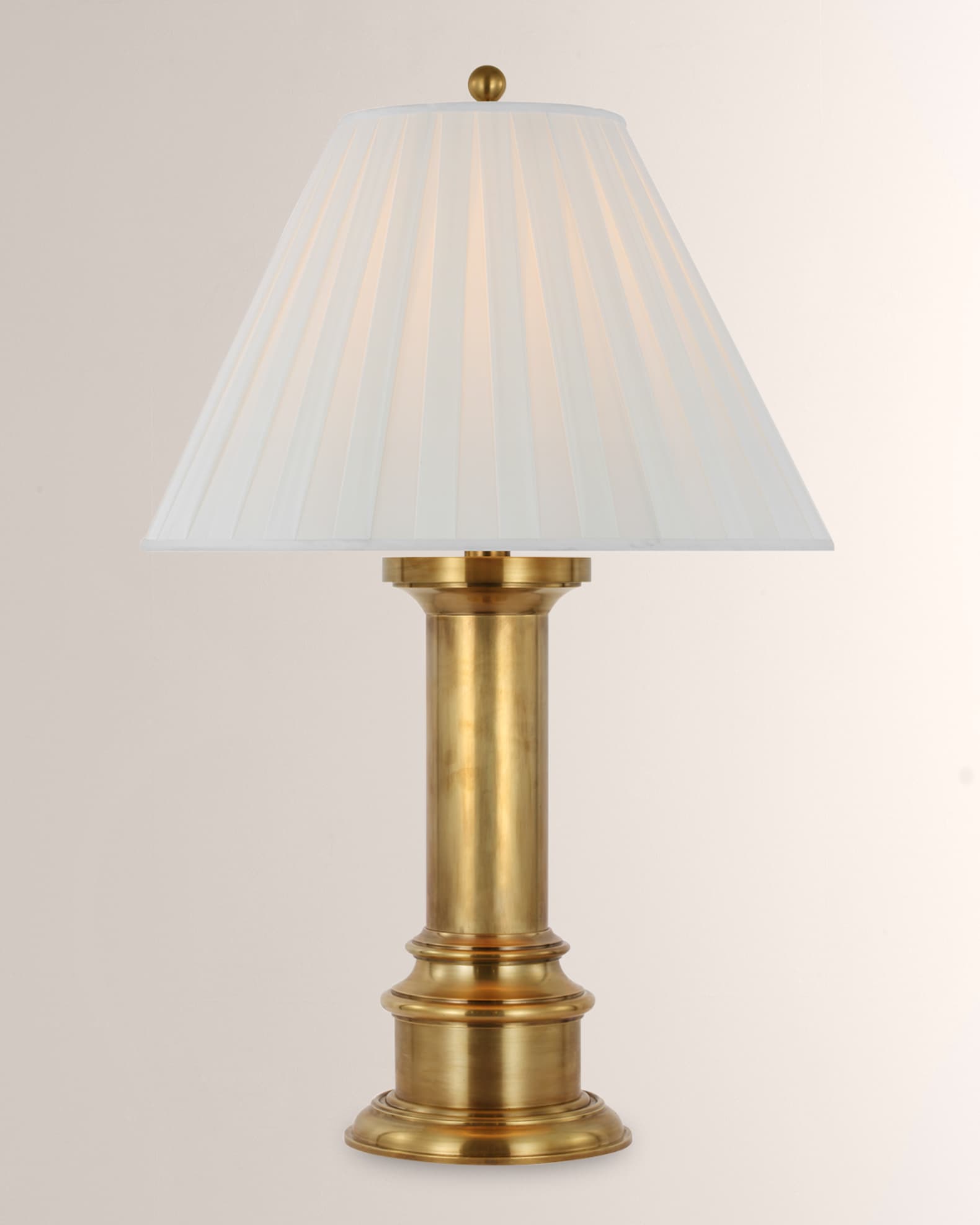 Small Vintage Brass Table or Bedside Lamp with Pleated Shade - In