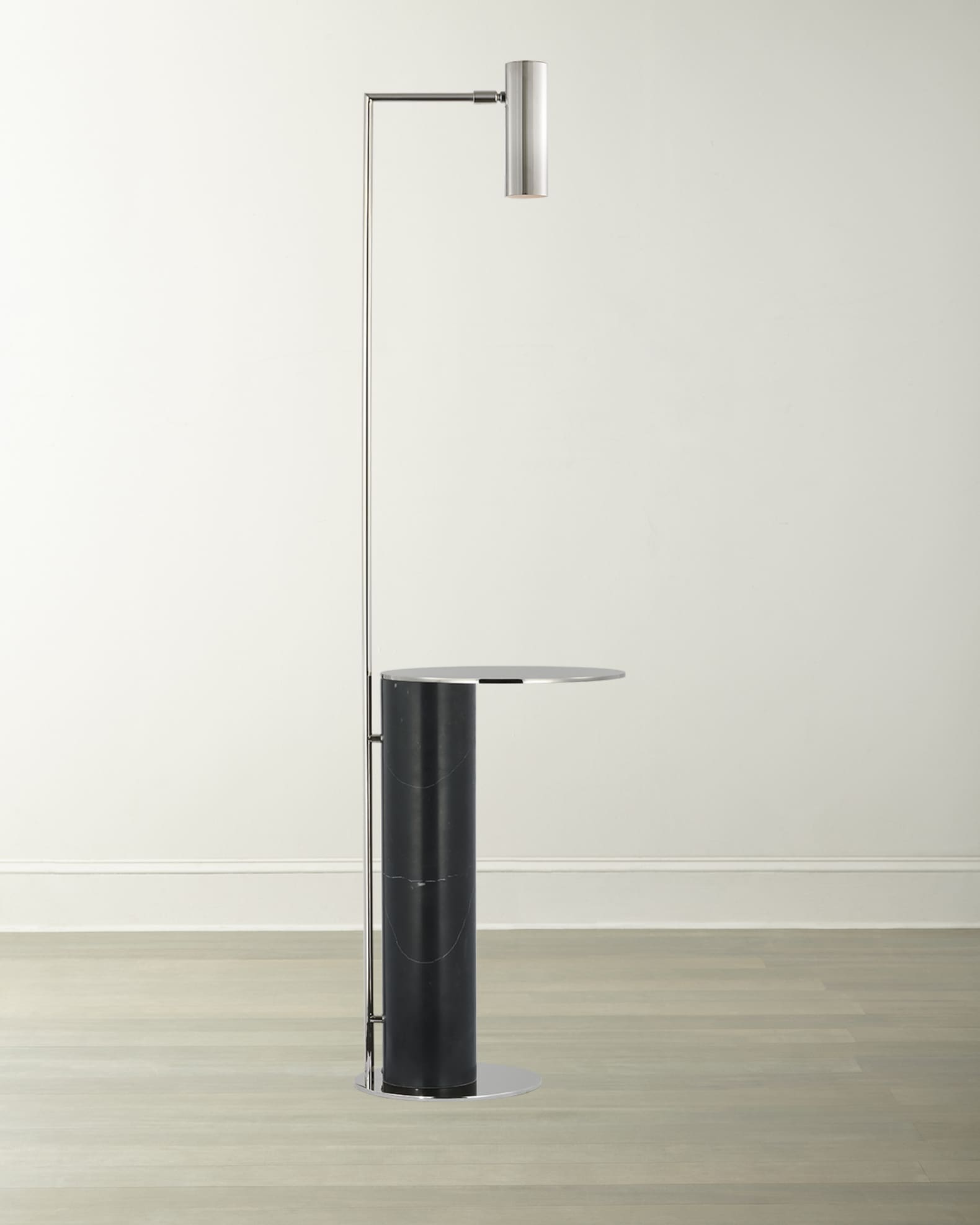 Visual Comfort Signature LED Floor Lamp Alma Polished Nickel and Black Marble