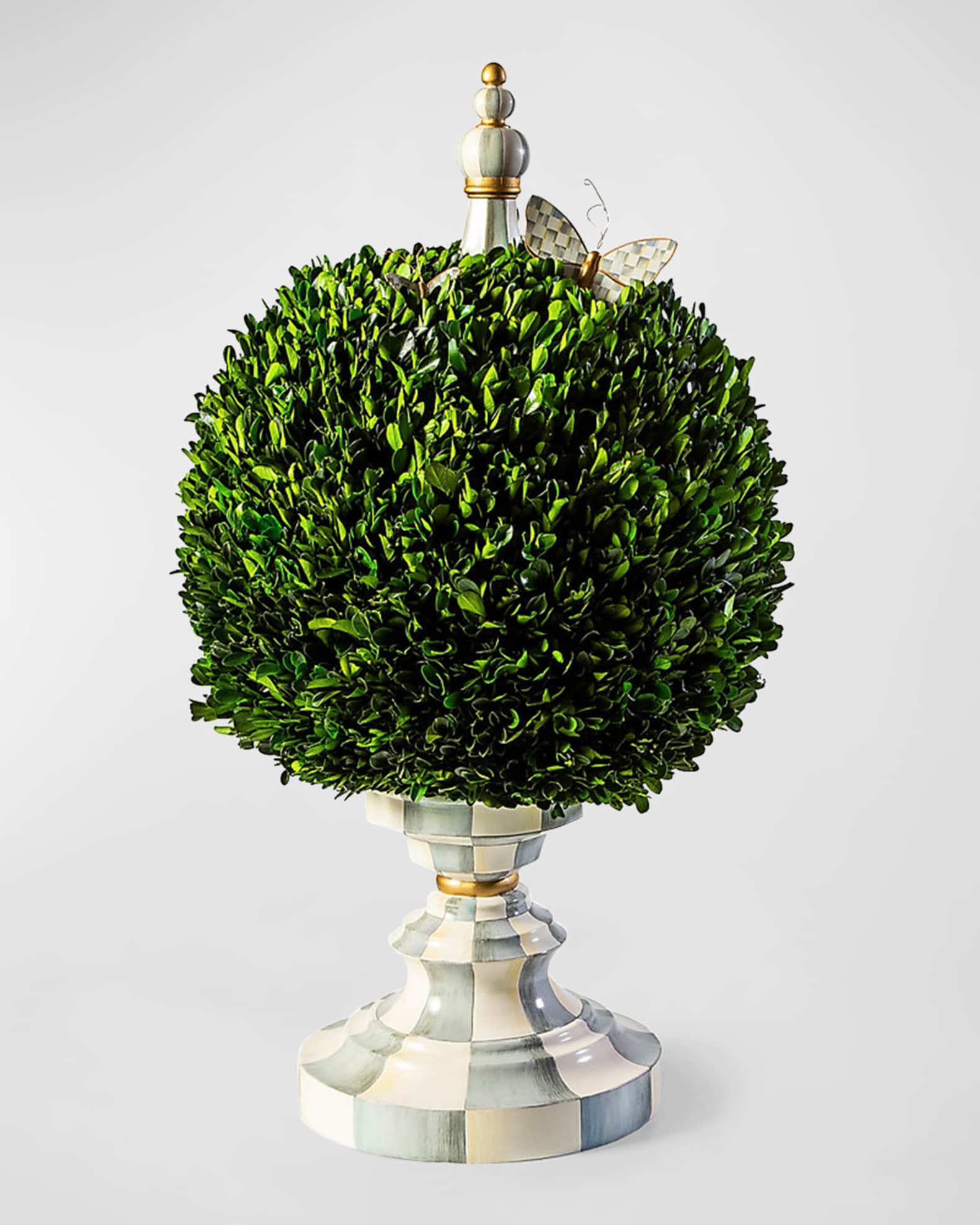 MacKenzie-Childs Sterling Check Boxwood Centerpiece 