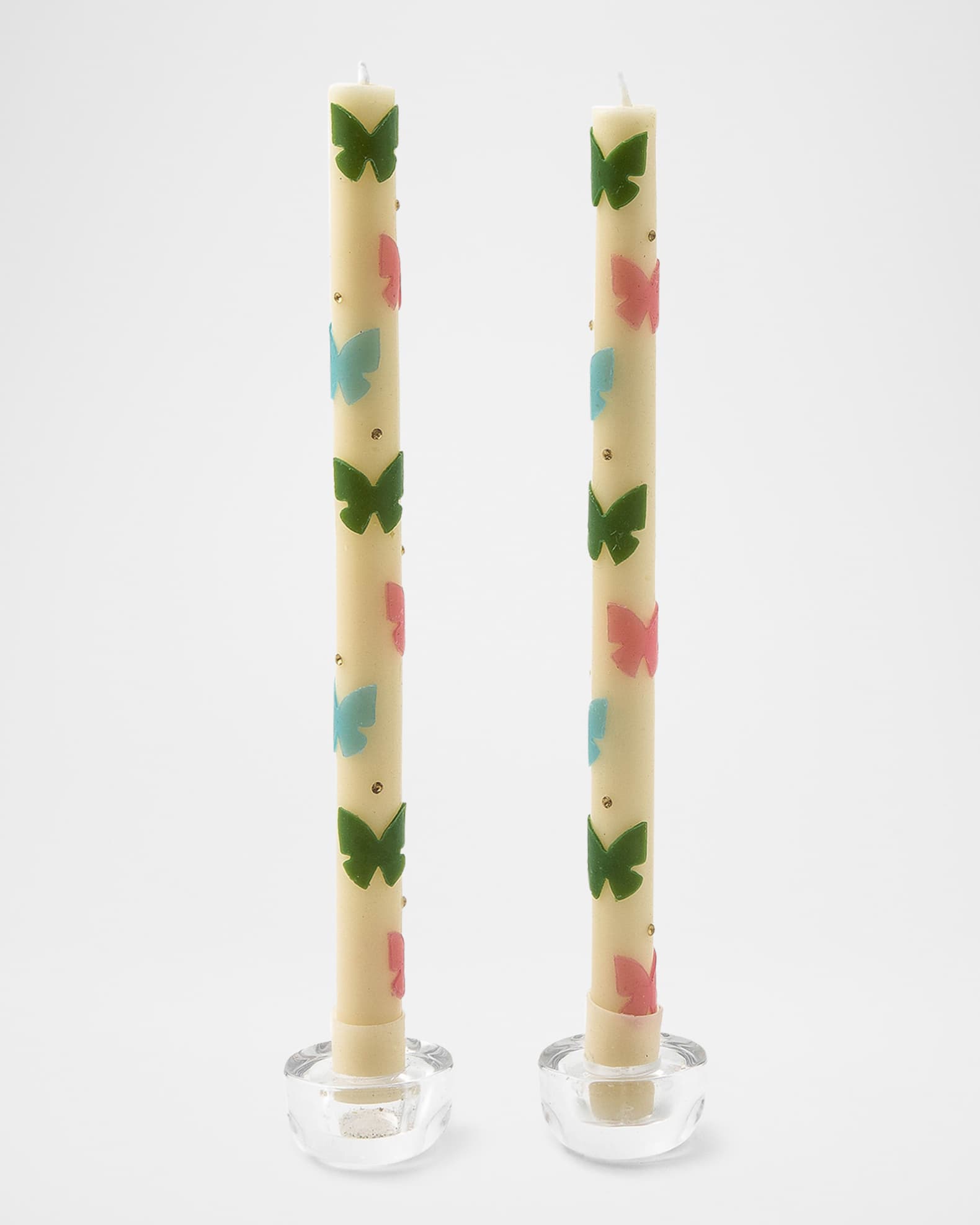 MacKenzie-Childs Butterfly Pastel Dinner Candles, Set of 2