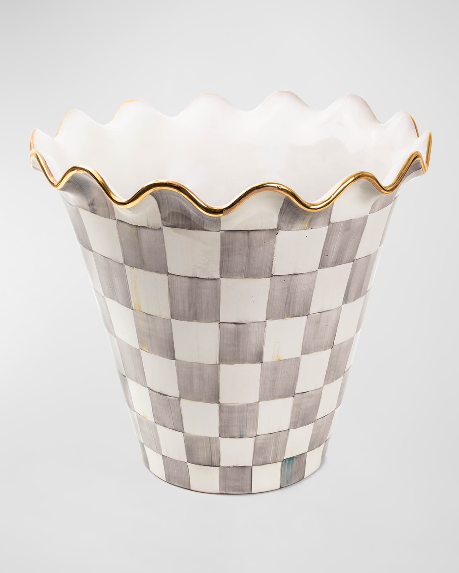 MacKenzie-Childs Sterling Check Jumbo Garden Pot