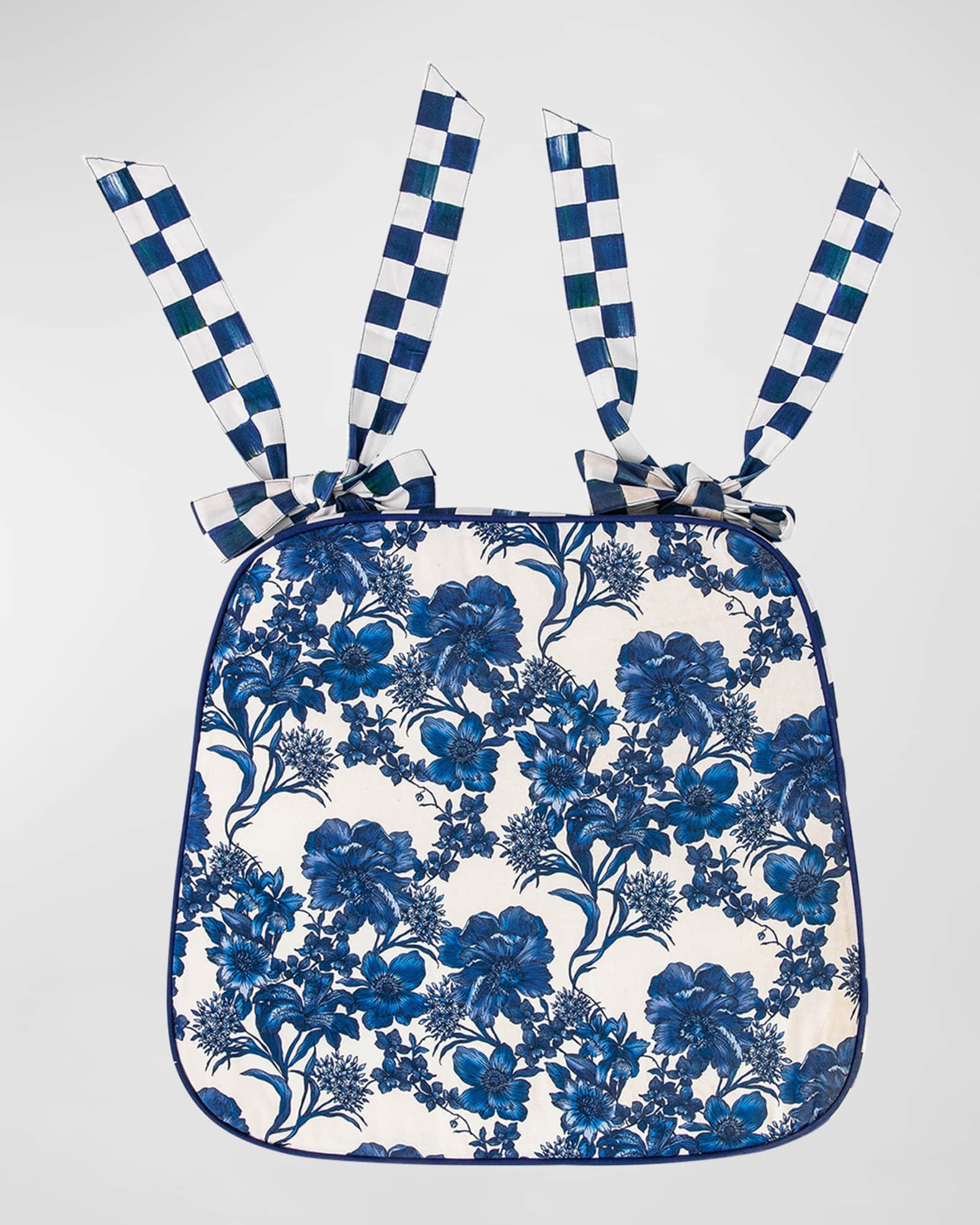 MacKenzie-Childs English Garden Royal Check Chair Cushion | Horchow, image size:1580x1975