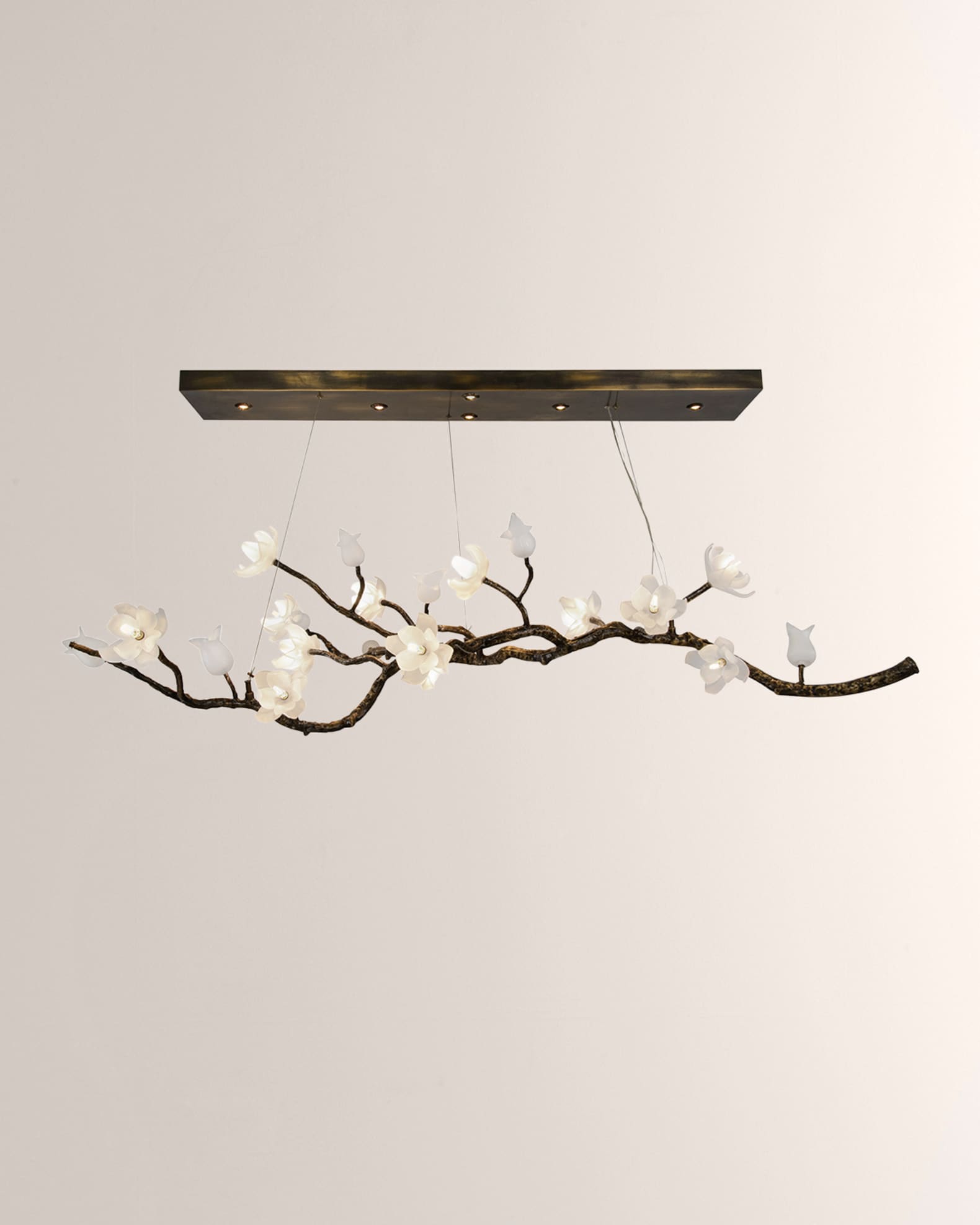 John Richard Collection Churippu Magnolia Tulip 70 Oblong 19 Light Chandelier
