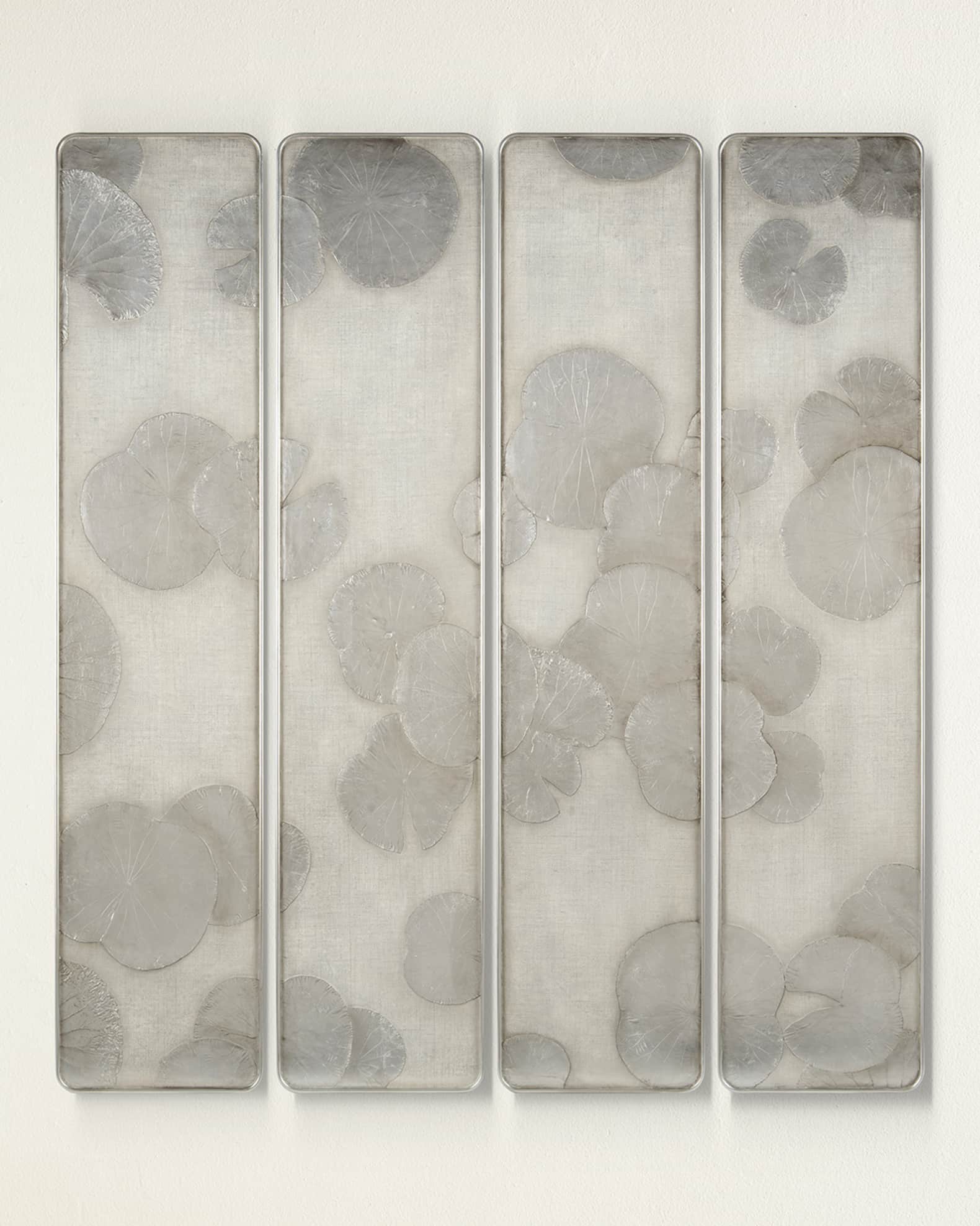 John-Richard Collection "Four-Panel Silver Lotus Wall Art" by Mark McDowell