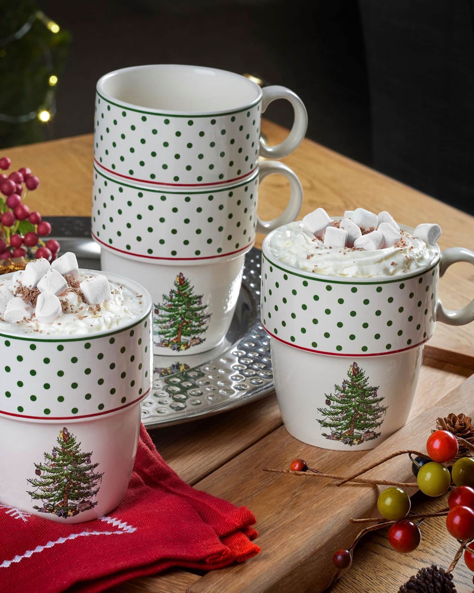Spode Christmas Tree Polka Dot Stackable Mugs Set of 4 Horchow