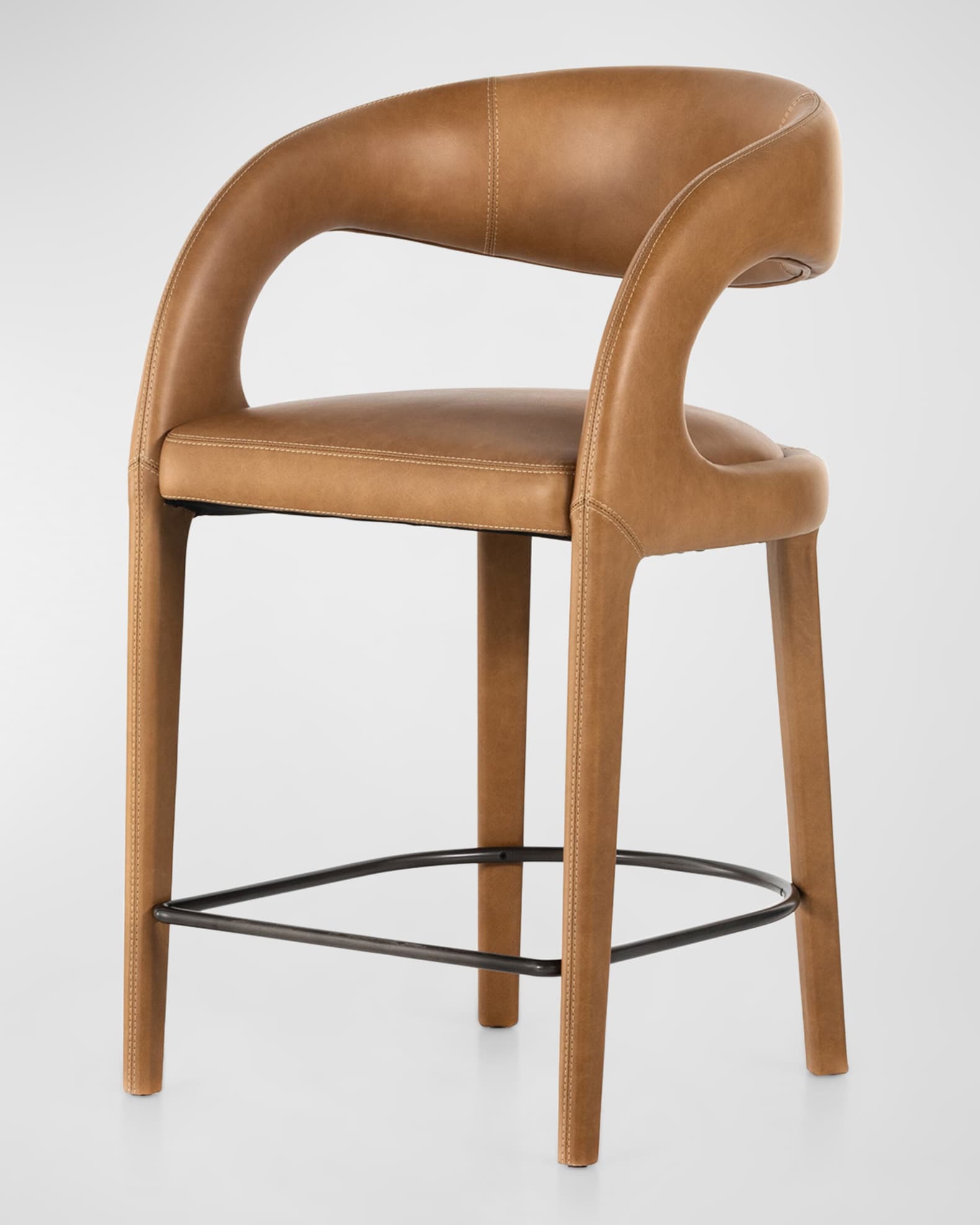 Four Hands Hawkins Leather Counter Stool, 26"