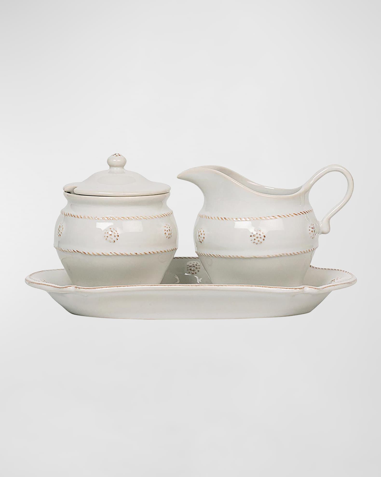 Juliska Berry & Thread Whitewash 3-Piece Sugar and Creamer Set