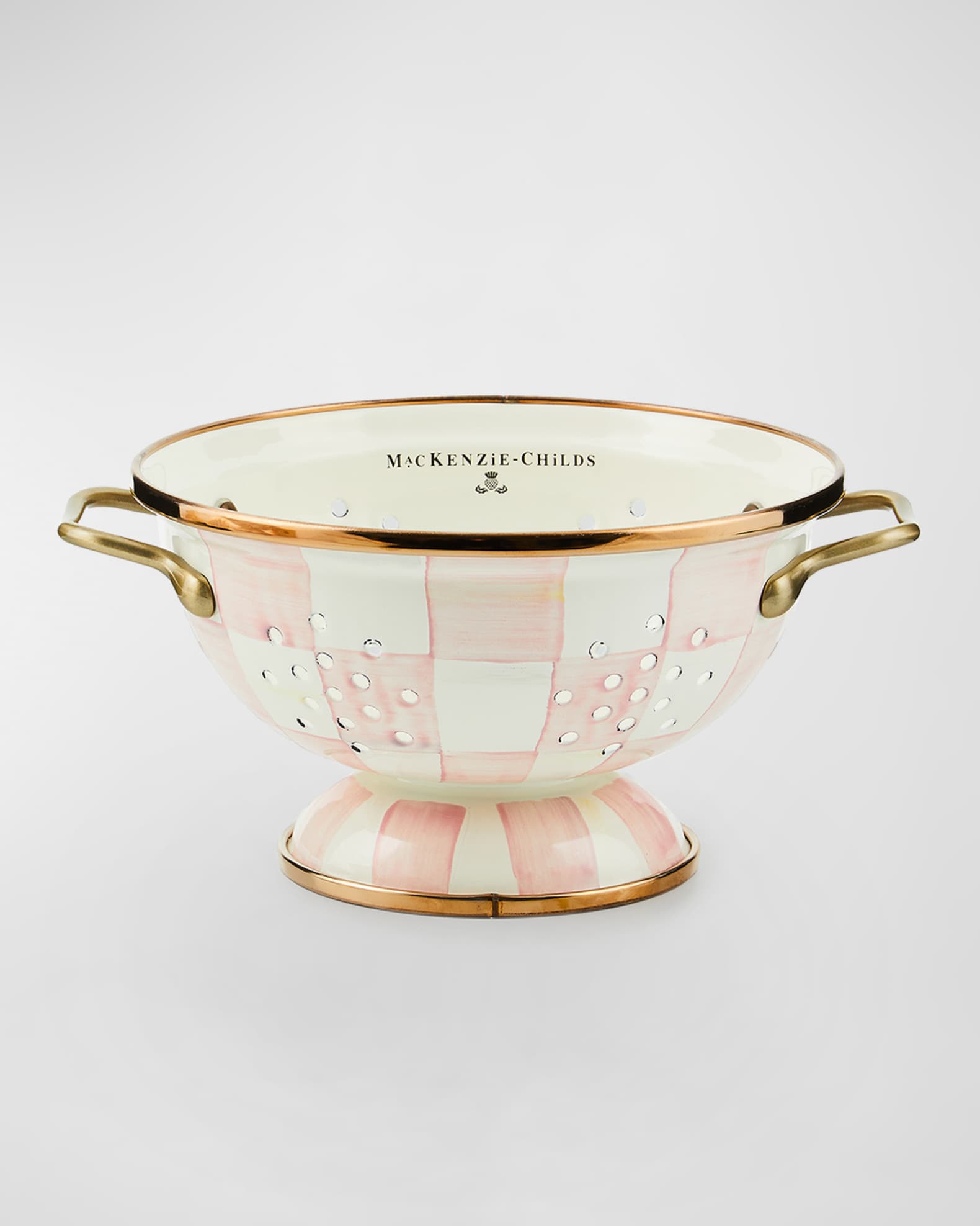 MacKenzie-Childs Rosy Check Enamel Colander, Small