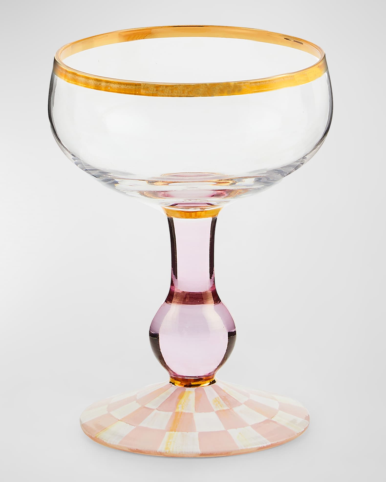 MacKenzie-Childs Rosy Check Coupe Glass
