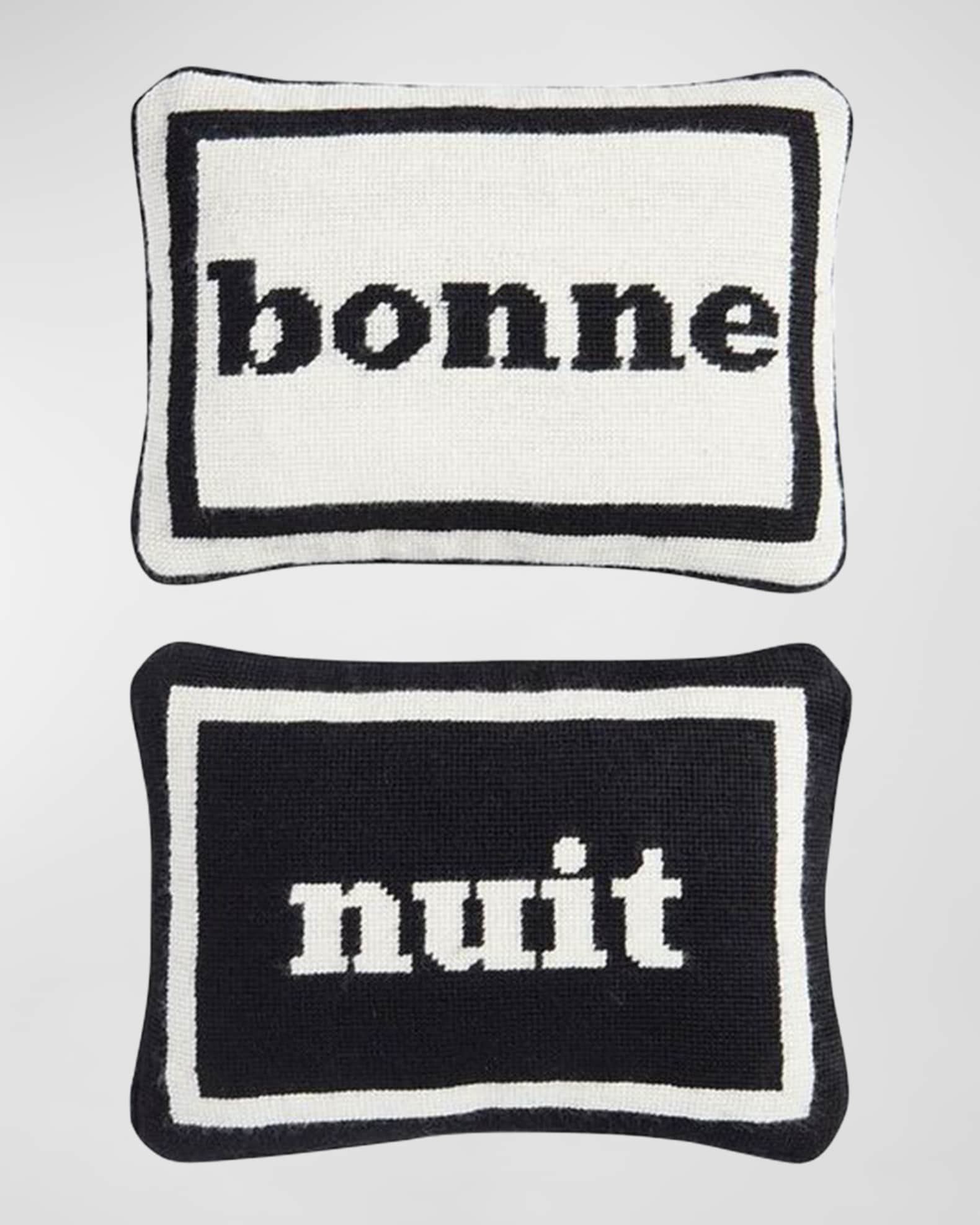 Jonathan Adler Bonne Nuit Needlepoint Pillows, Set of 2 