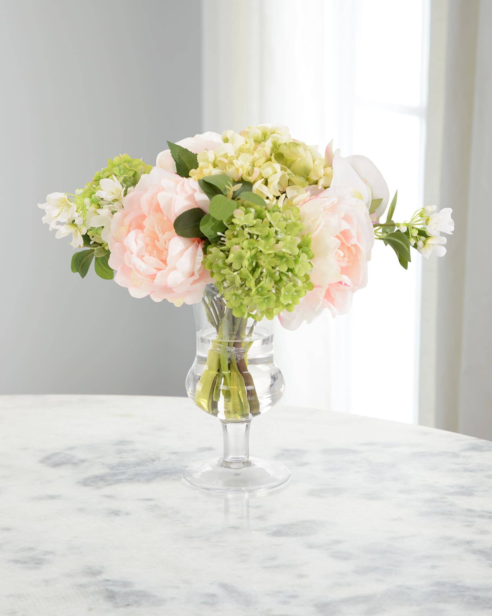 John-Richard Collection Blushing Orchid Garden 12" Faux Floral Arrangement in Glass Vase
