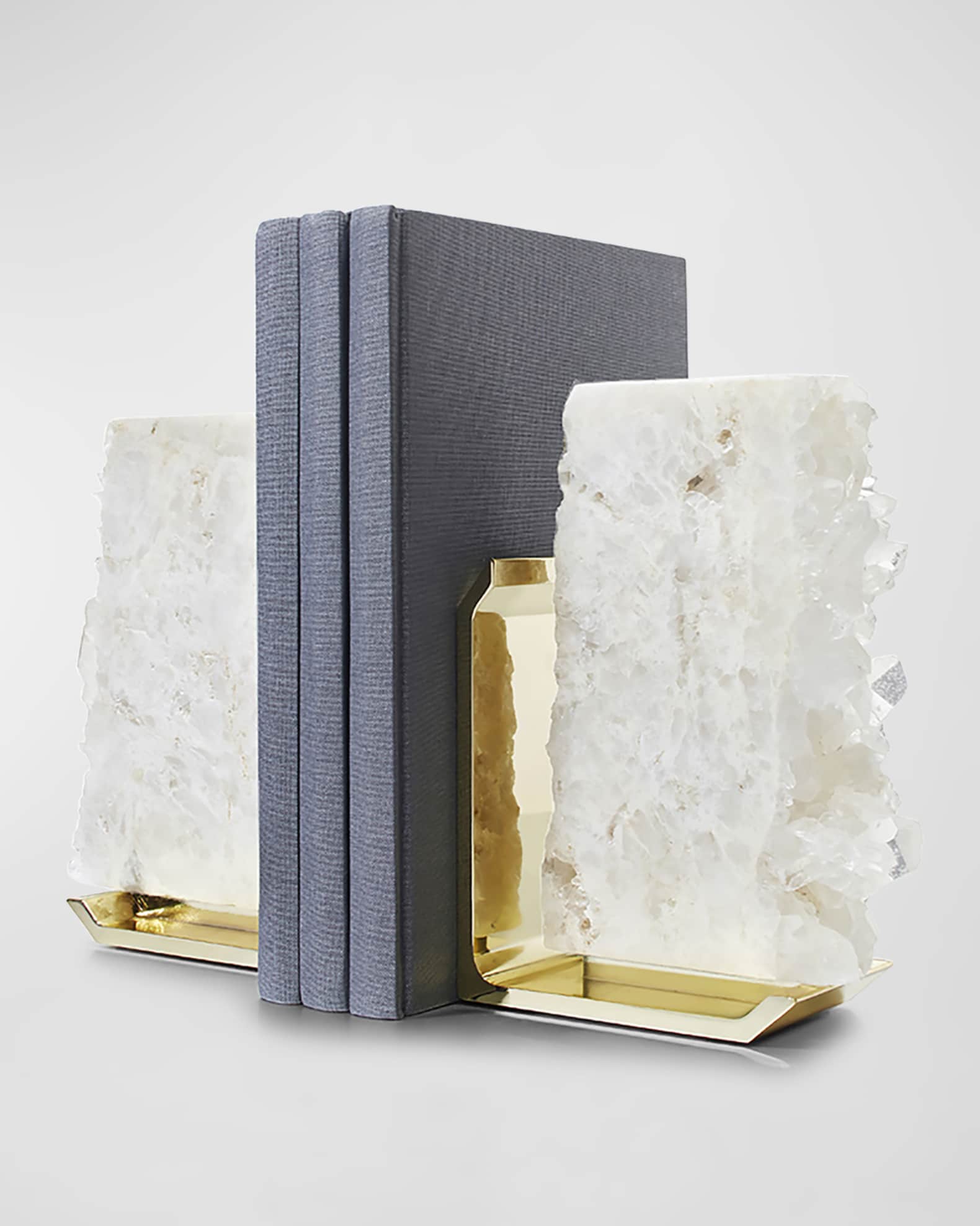 ANNA New York Fim Geo Quartz and Aluminum Bookends 