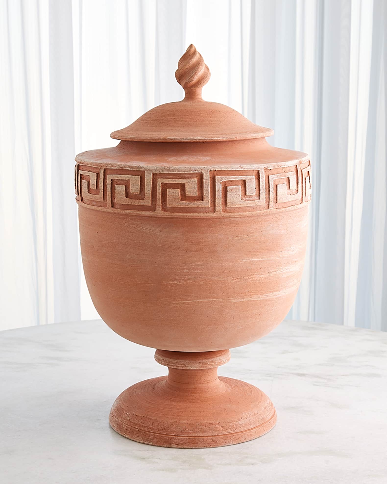 Global Views 28" Villa Greek Key Terracotta Urn 