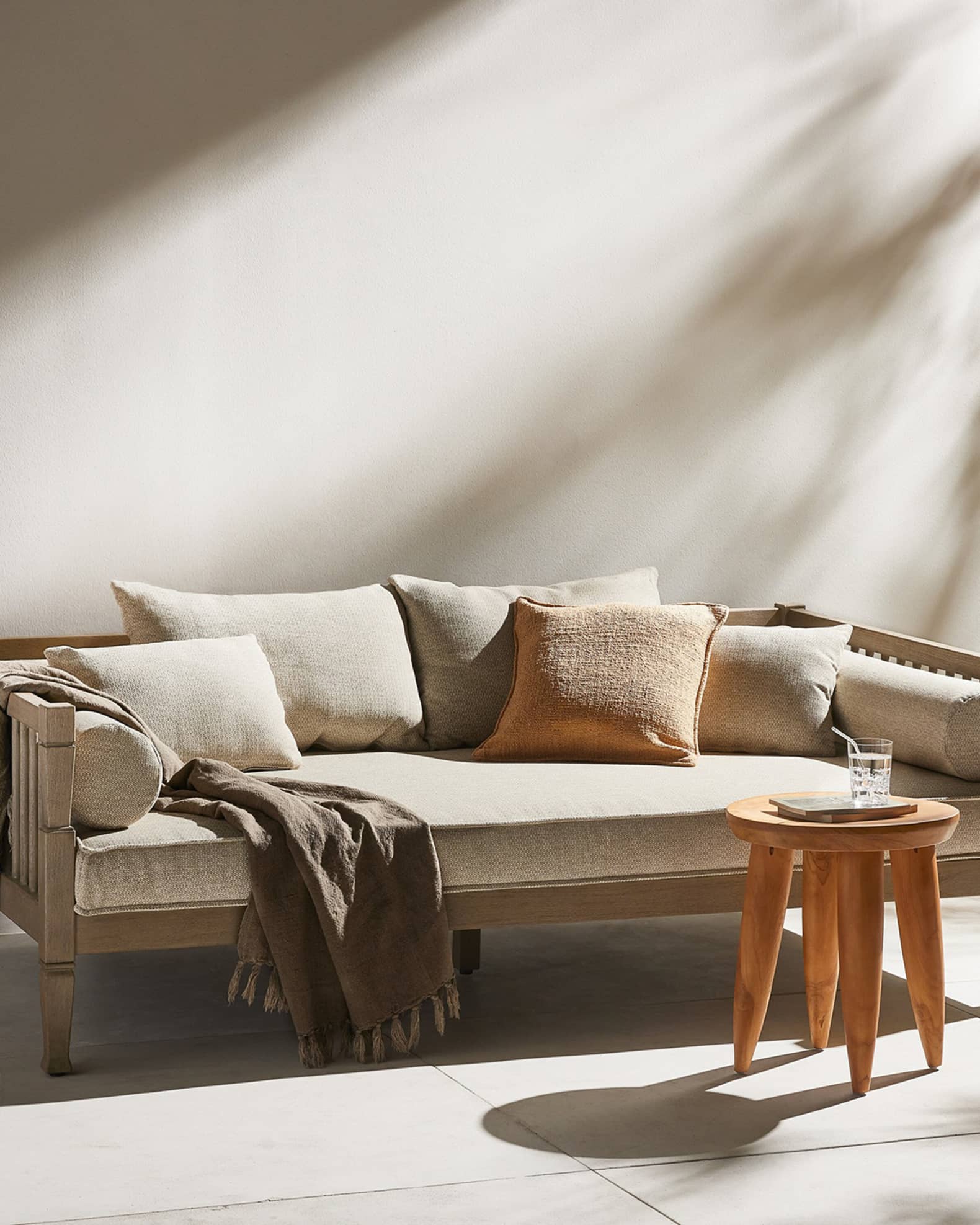 Four Hands Amero Washed Brown Outdoor Sofa, 84"