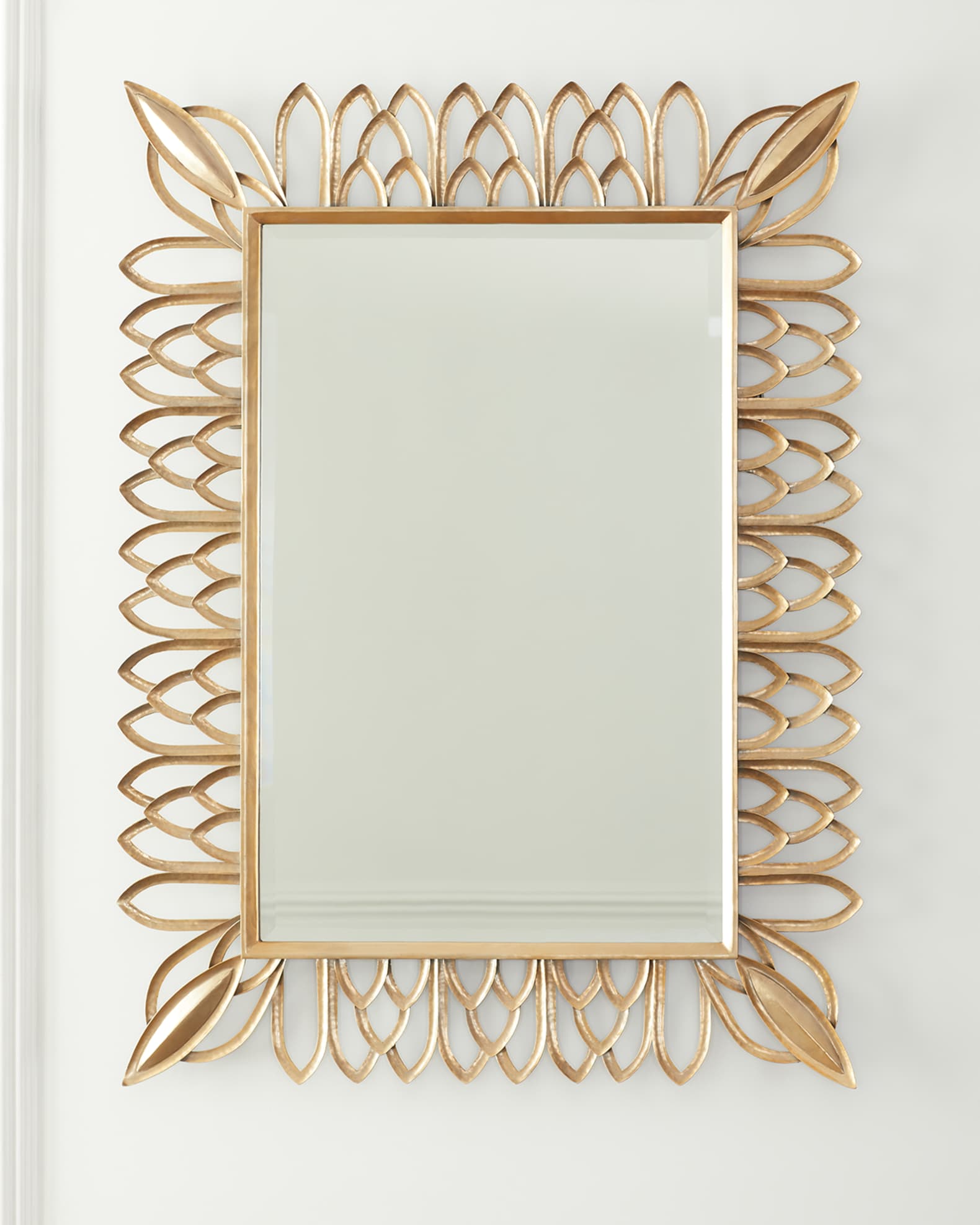 Neiman Marcus Antiqued Brass Rectangle Mirror 