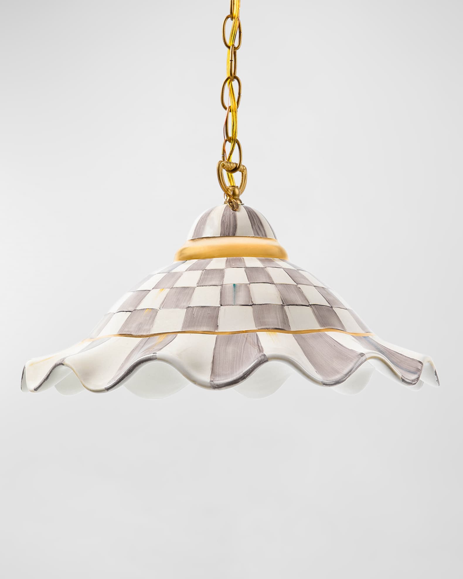 MacKenzie-Childs Sterling Check Fluted Hanging Lamp 