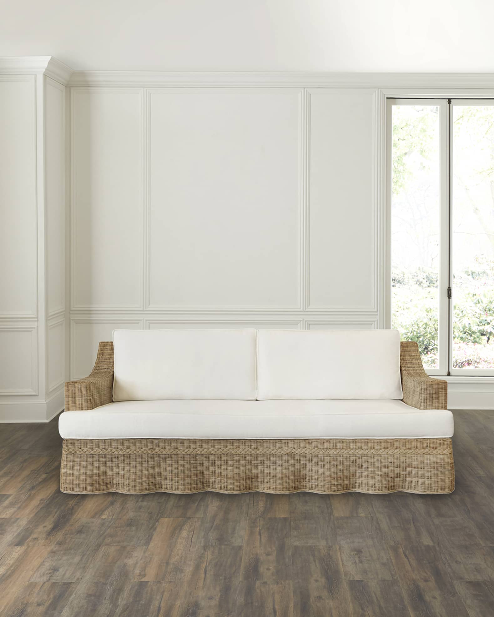 Worlds Away Daphne Rattan Sofa 85
