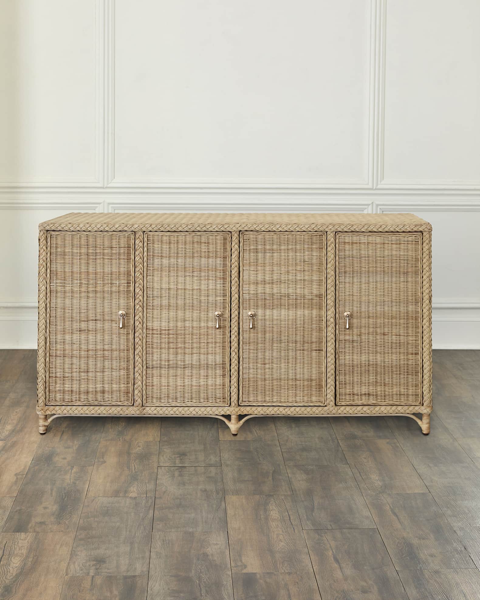 Worlds Away Evander Rattan 4 Door Buffet