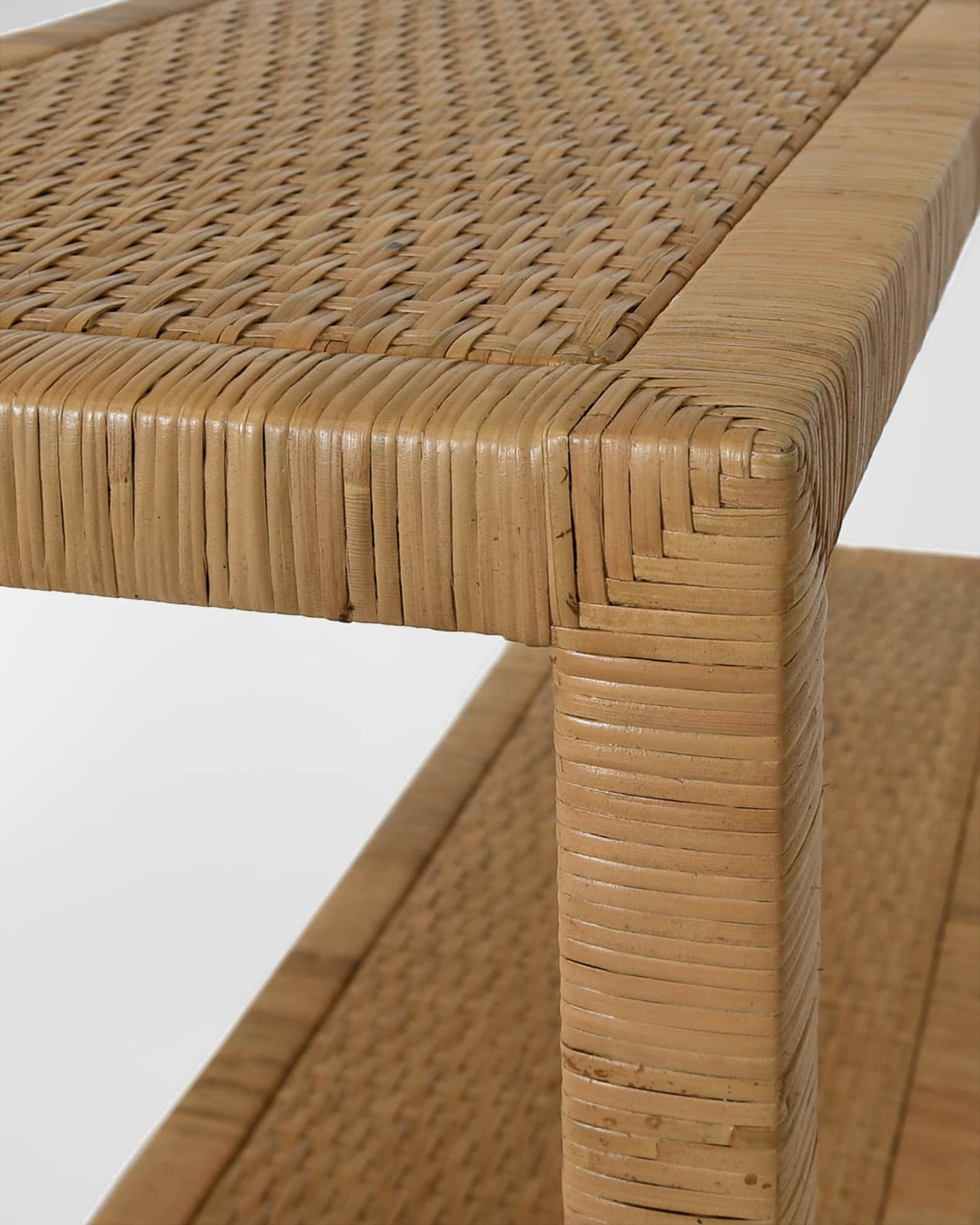 Worlds Away Newton Rattan Console Table