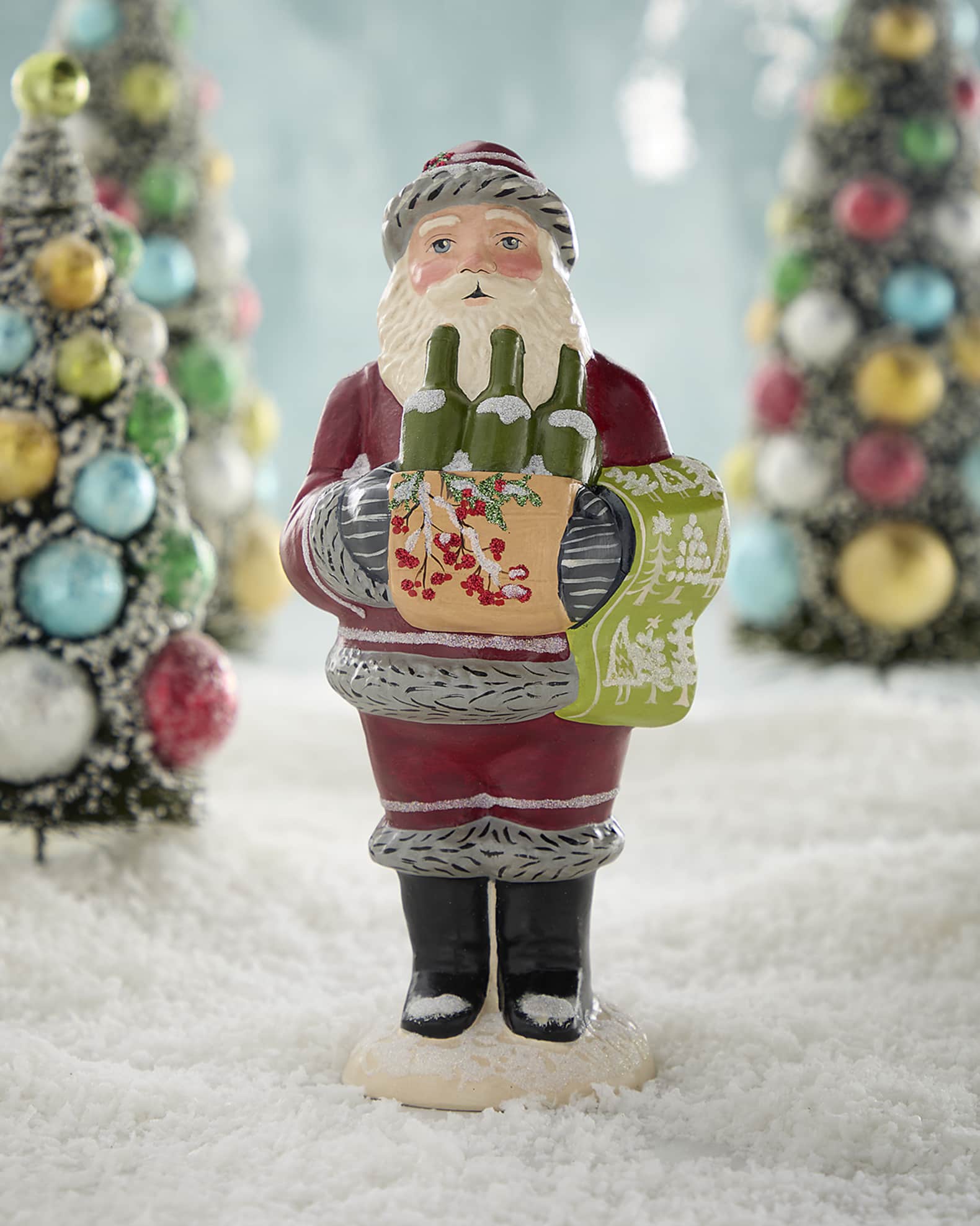 Vaillancourt Folk Art Burgundy Wine Santa Christmas Decoration 