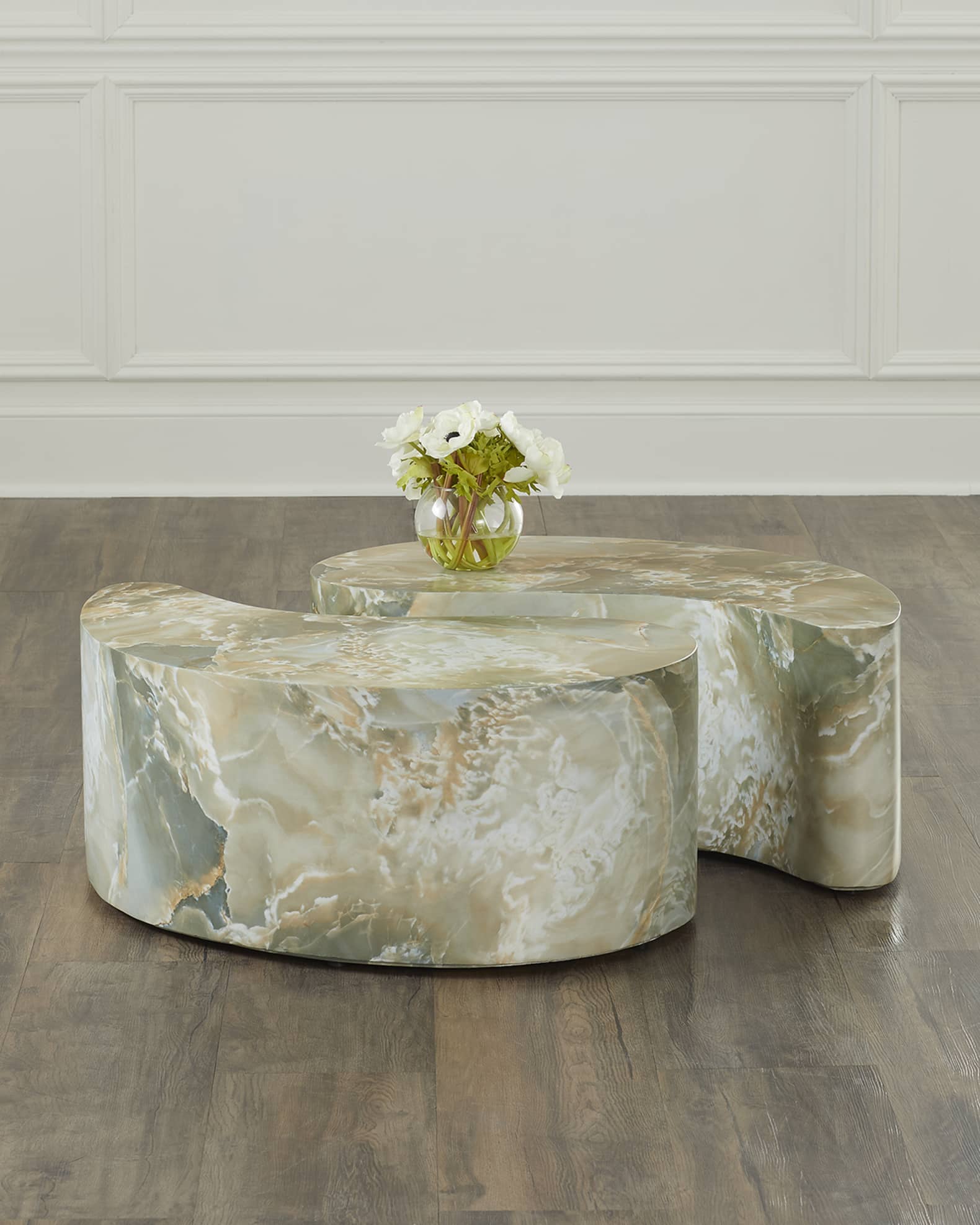 Arteriors Adeline Faux Marble Coffee Tables, Set of 2